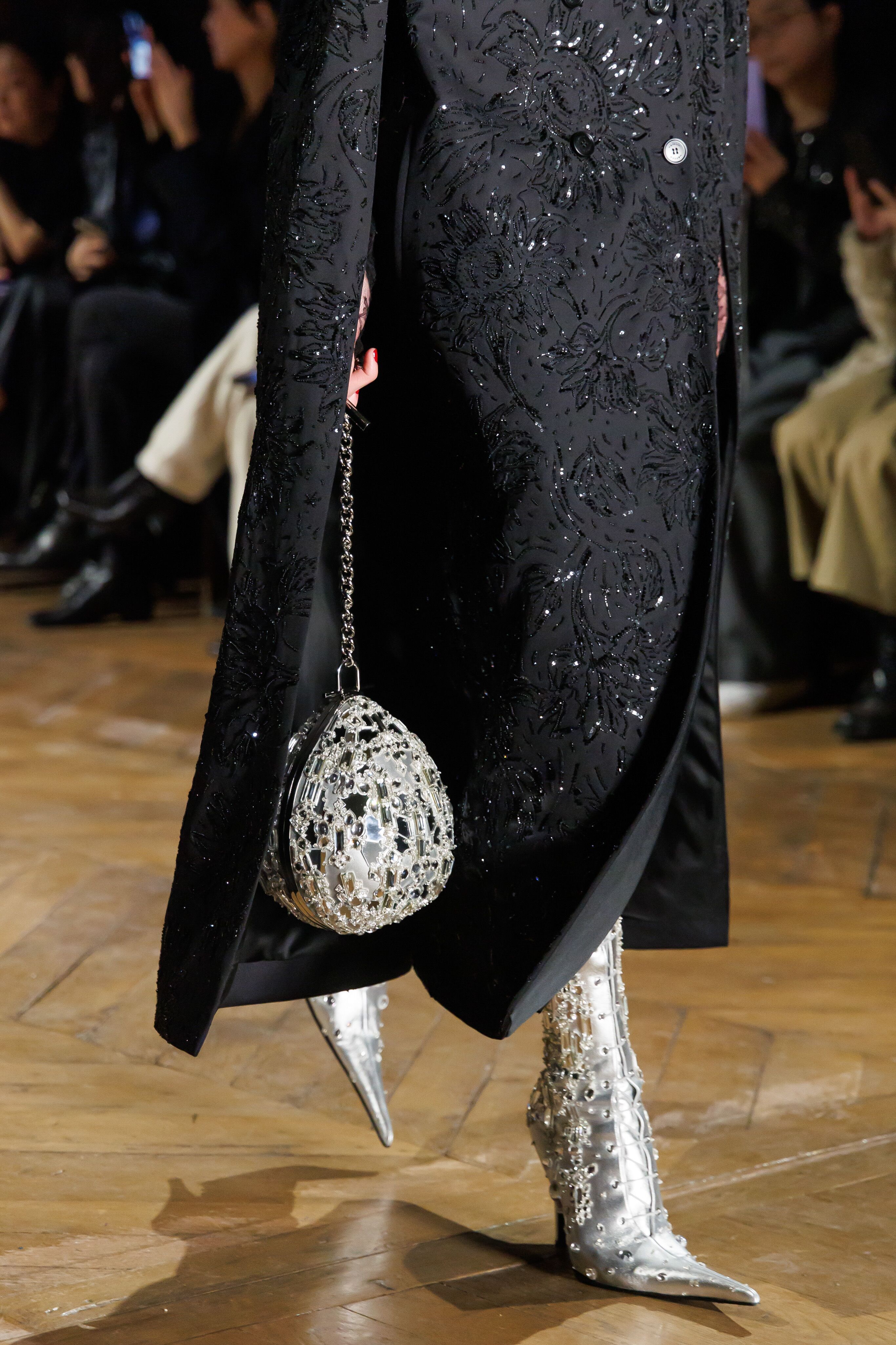 Crystal Mirror Embroidery Drop Clutch for McQueen Autumn Winter 2025