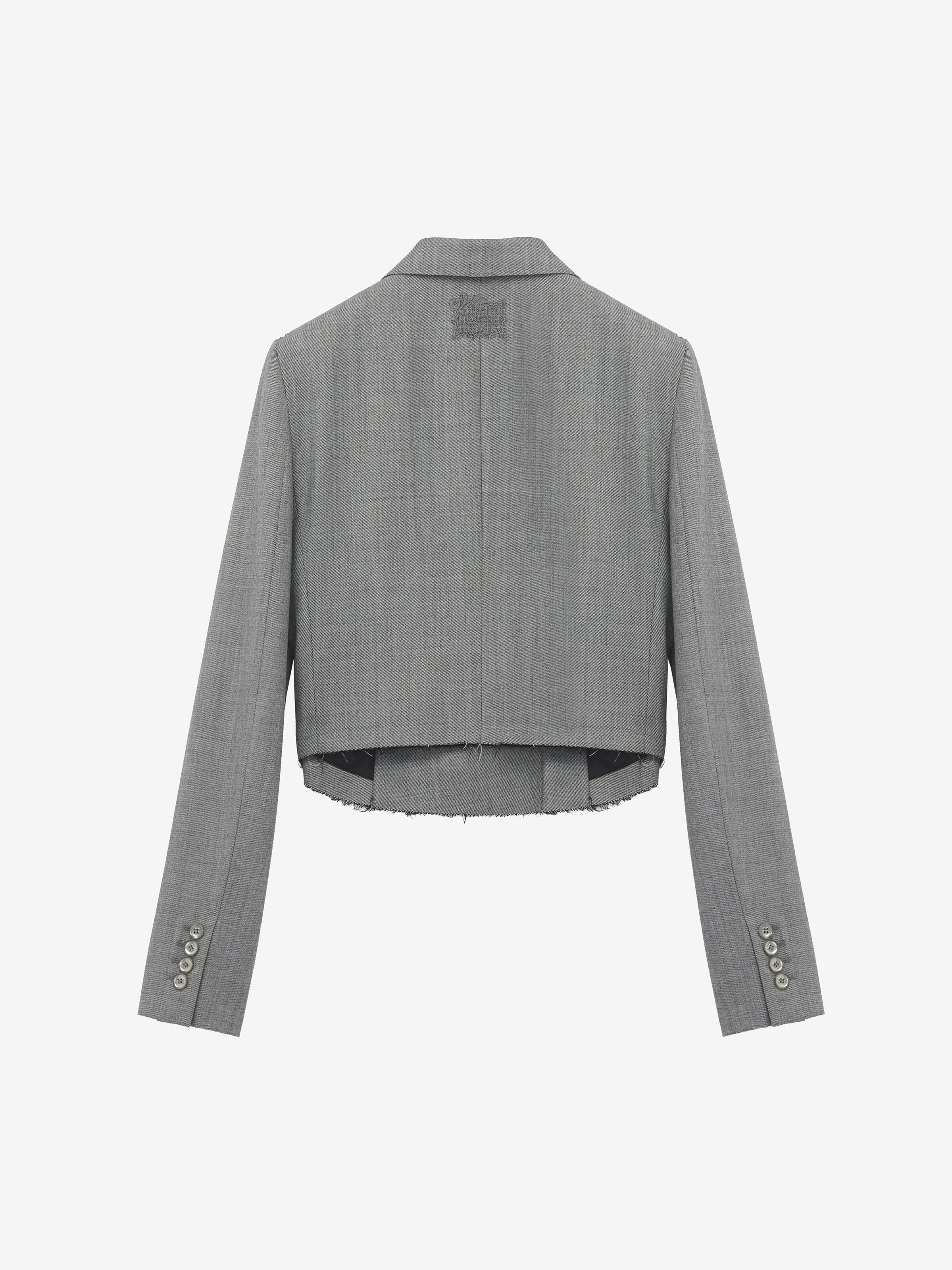 Veste courte, à double boutonnage pour Femme en Noir/Blanc Ivoire in 100% Laine | Alexander McQueen - image 4