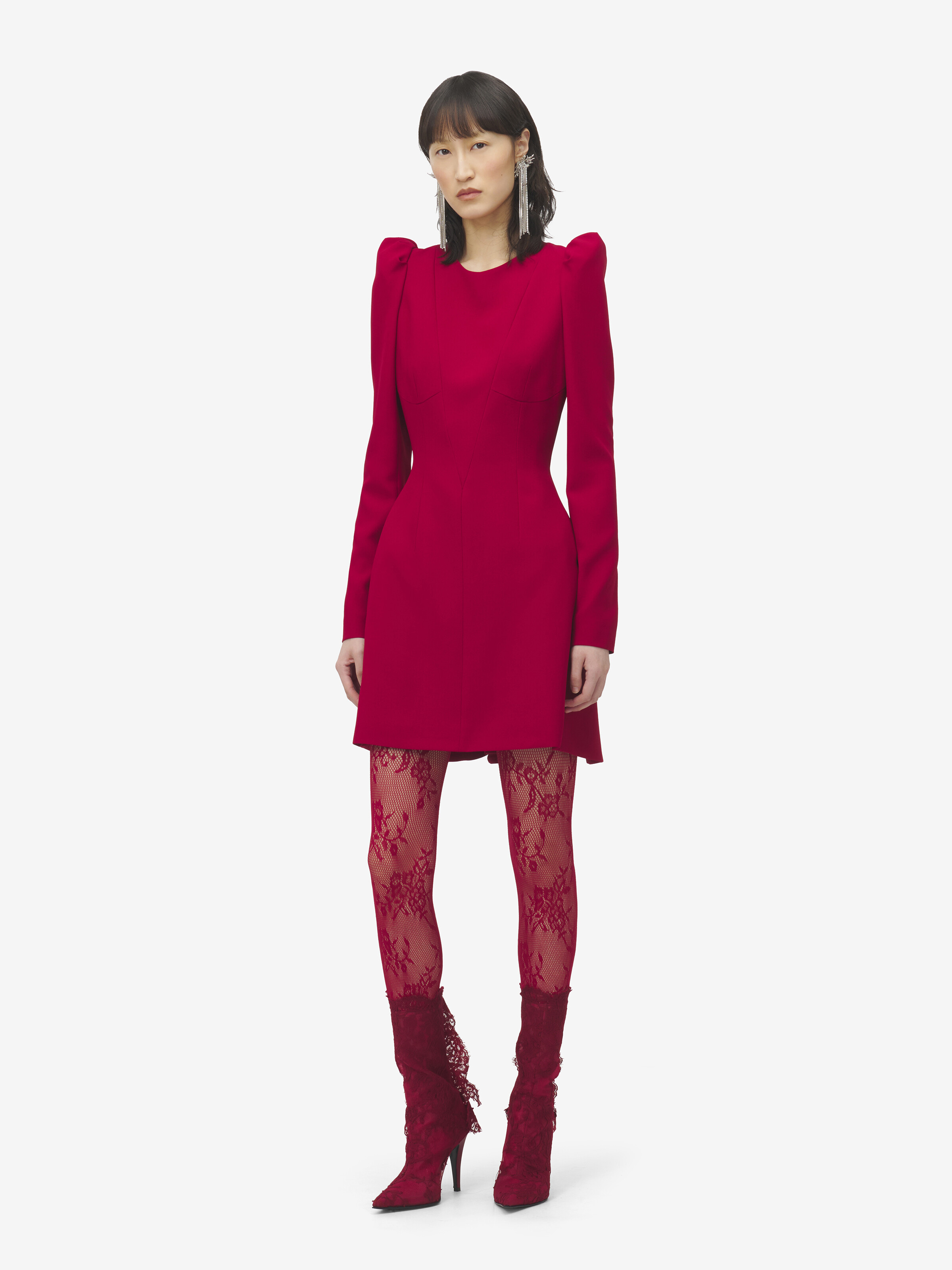 Women's Kickback Mini Dress in Crimson in 52% Viscose, 48% Acetate | Alexander McQueen - image 1