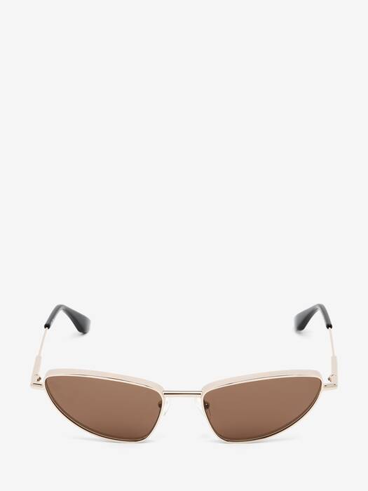 Women's Metal T-bar Soft Cat-eye Sunglasses in Brown