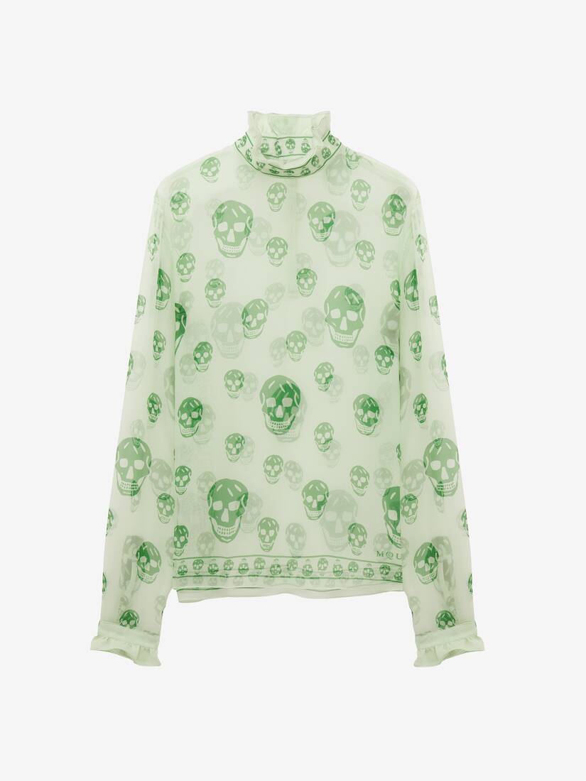 Haut à imprimé Skull en mousseline de soie | Alexander McQueen - image 1