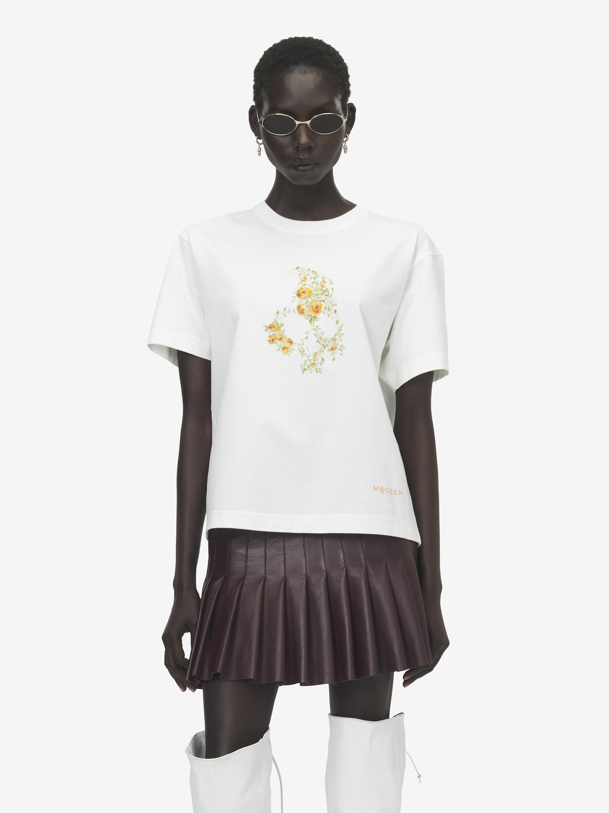 Floral Skull T恤 in 100% 棉 | Alexander McQueen - image 5