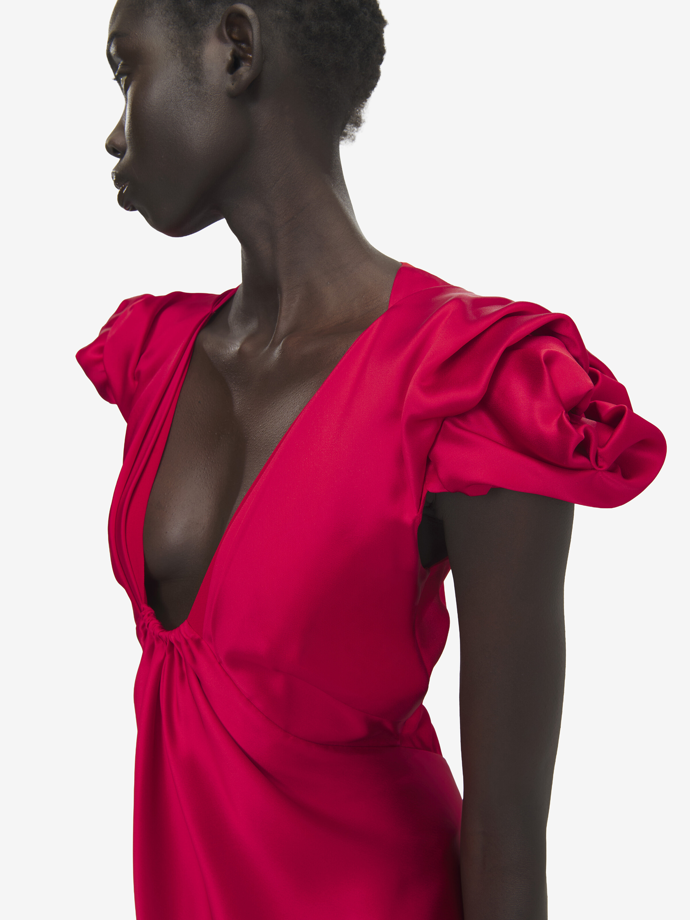 缩褶衣袖中长连衣裙 in 100% 粘胶纤维 | Alexander McQueen - image 5