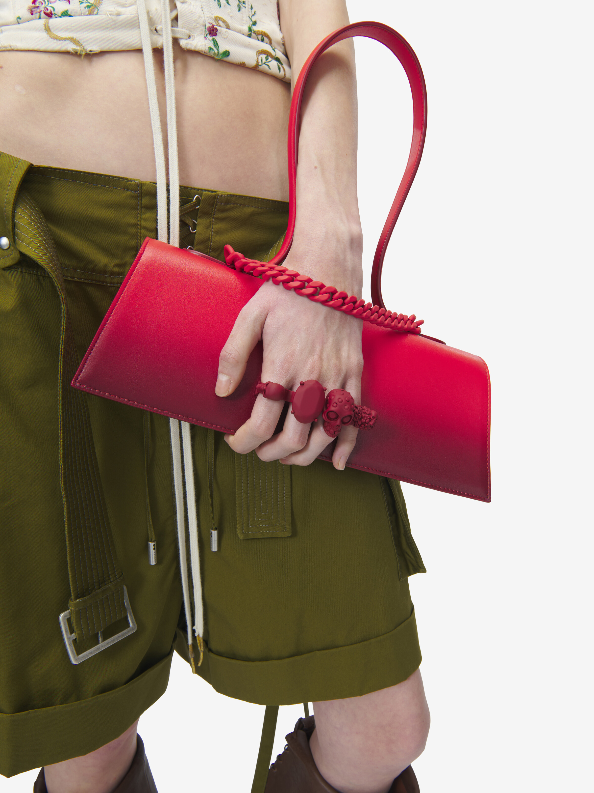 Women's Jewelled Top Handle in Red in 100% Calf Leather | Alexander McQueen - image 2