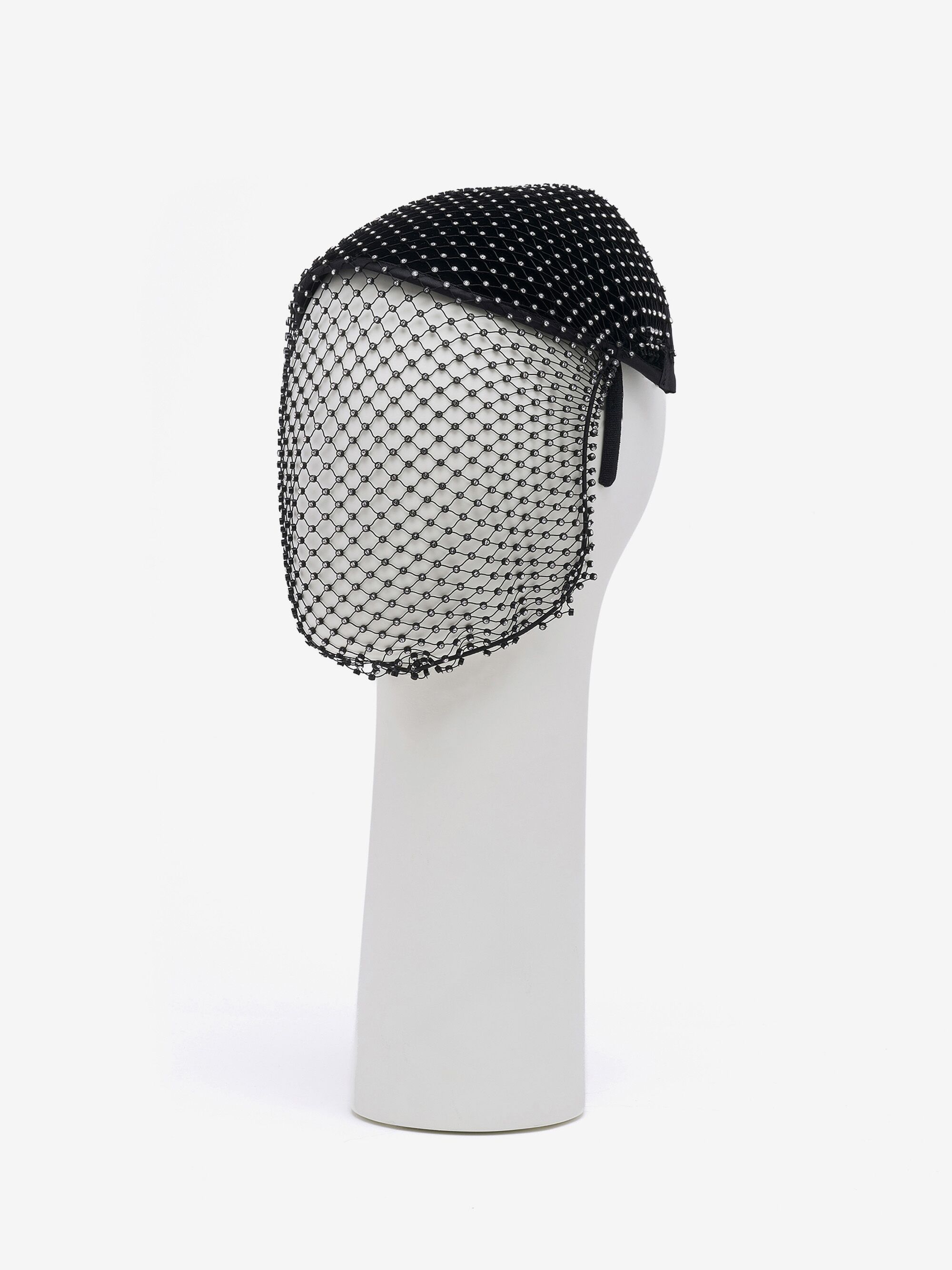 Women's Crystal Mesh Fascinator in Black in 95% Polyester, 5% Elastane | Alexander McQueen - image 3