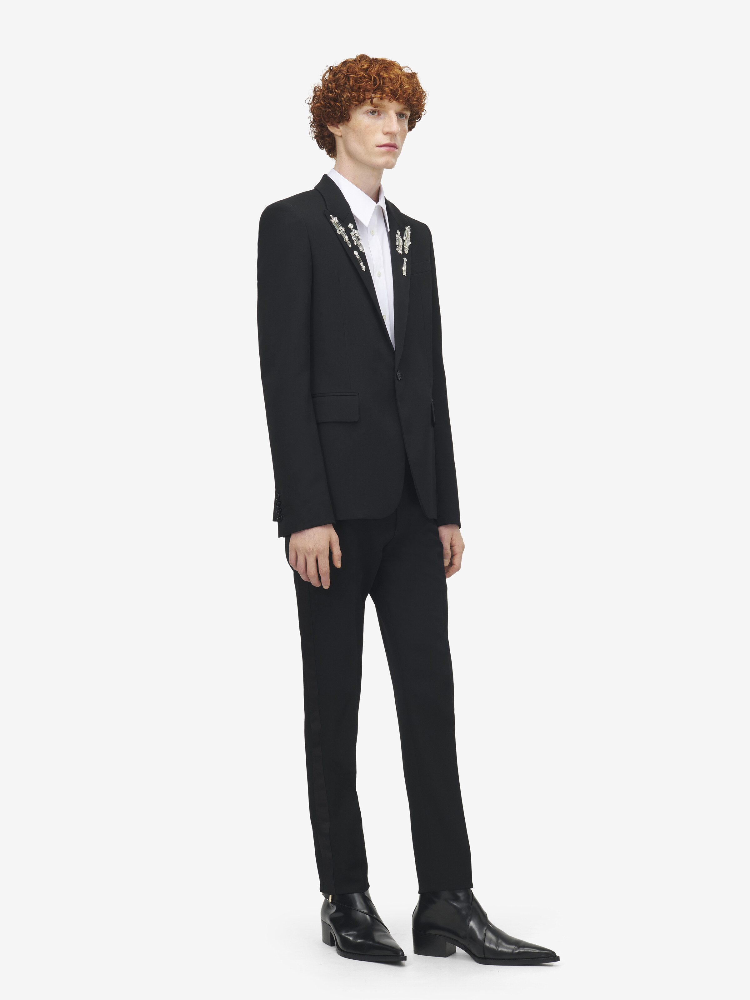Einreihige Jacke mit Kristallspiegelstickerei für Herren in Schwarz in 100% Wolle | Alexander McQueen - image 4