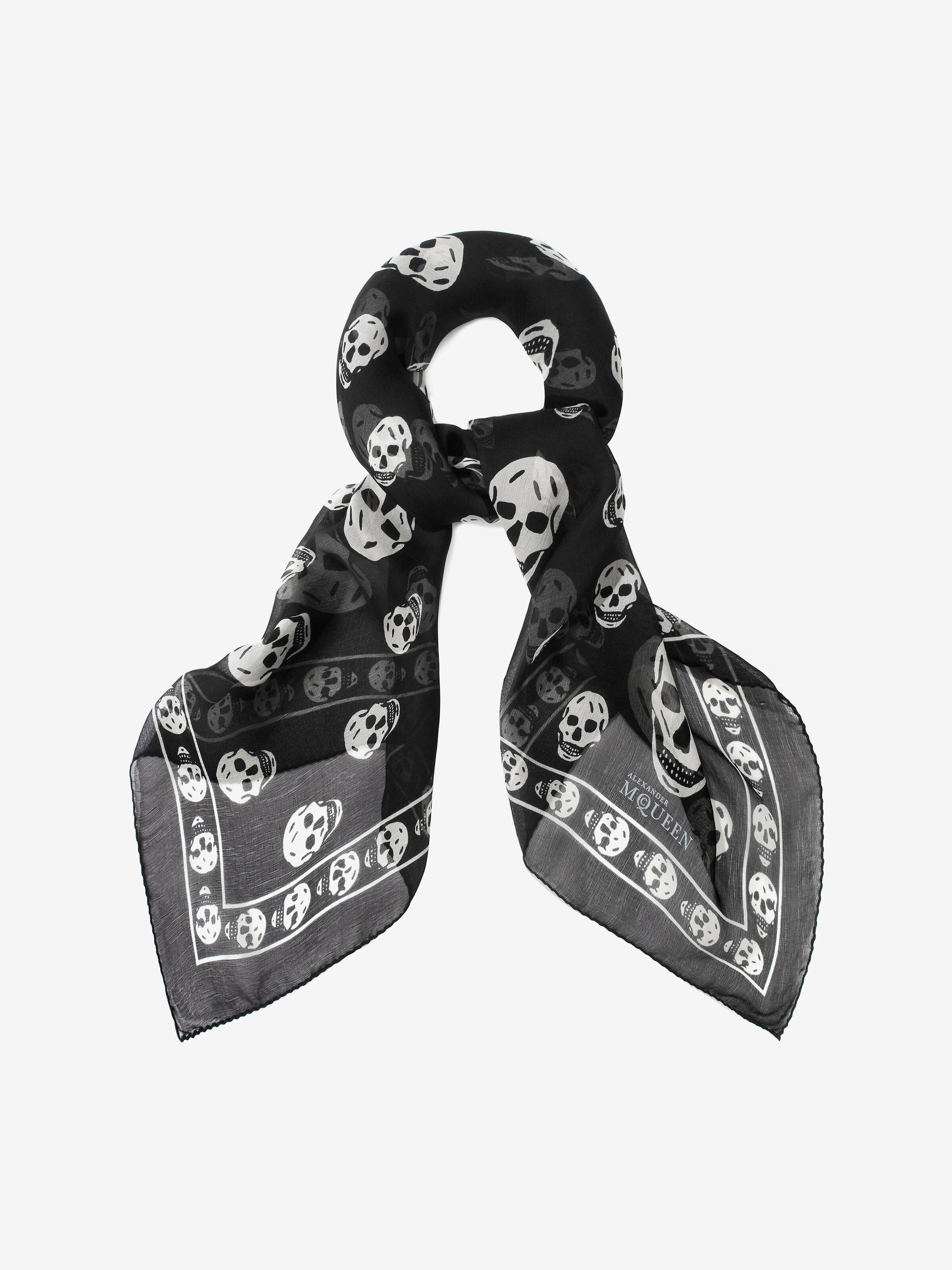 Klassischer Pashmina aus Modal mit Skulls in Schwarz in 100% Seide | Alexander McQueen - image 2