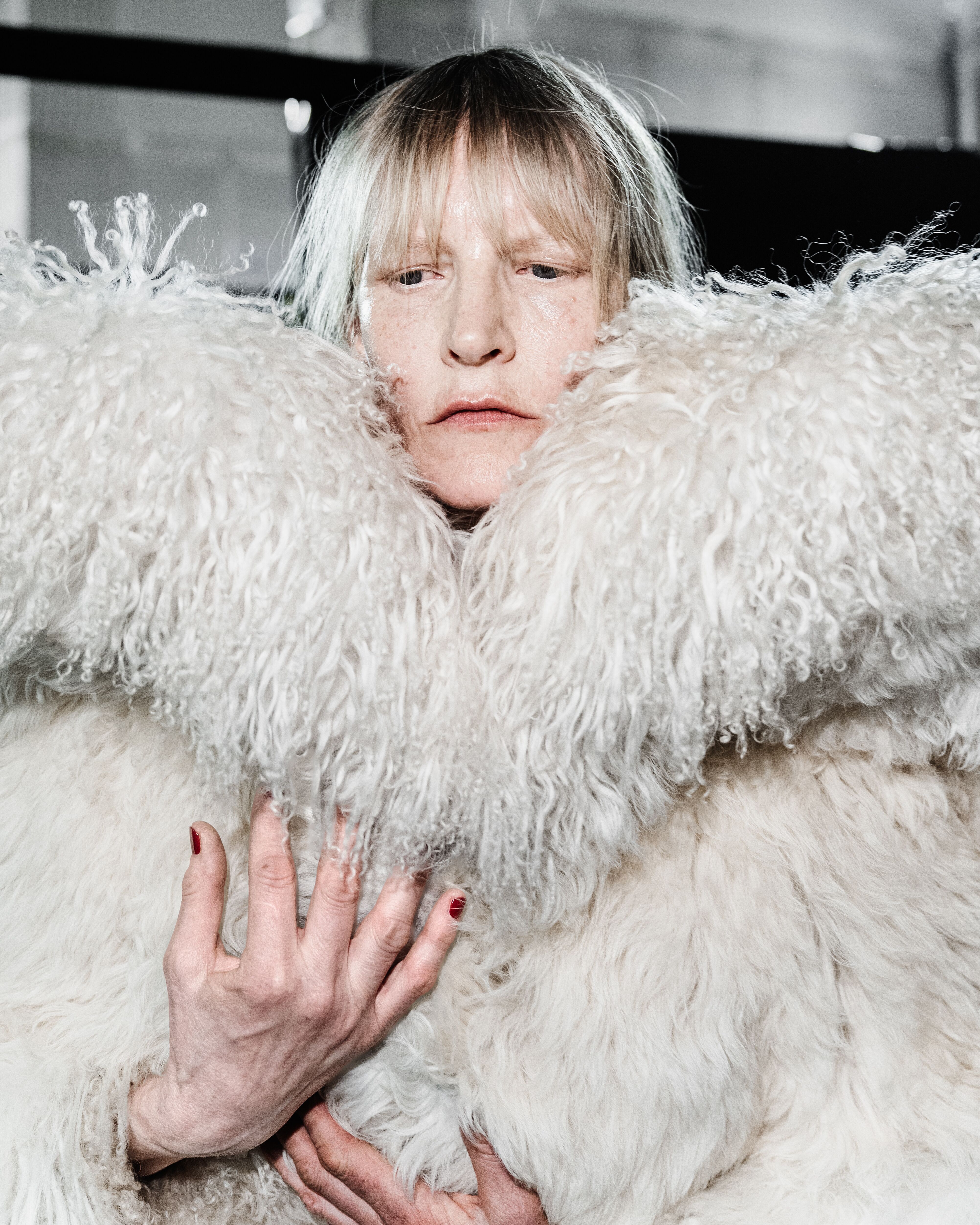 Model backstage at McQueen Autumn Winter 2025 Show