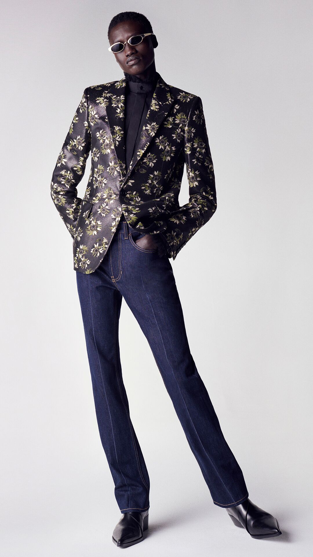 man wearing McQueen embellished blazer 