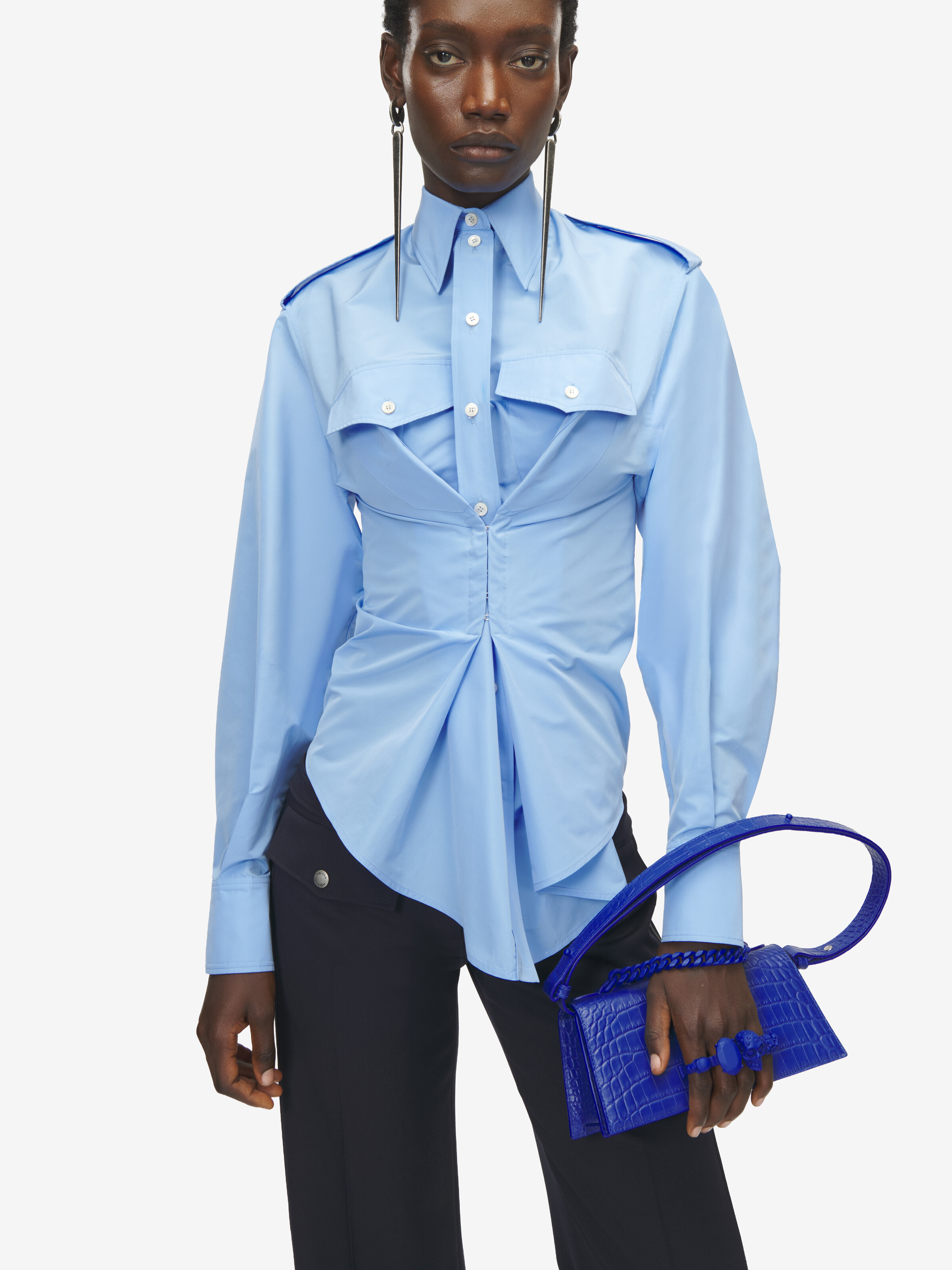 Women's Jewelled Shoulder Mini in Blue in 100% Calf Leather | Alexander McQueen - image 2