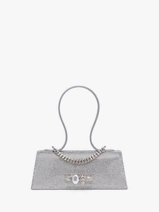 Women's Jewelled Top Handle in Silver-finish | McQueen US