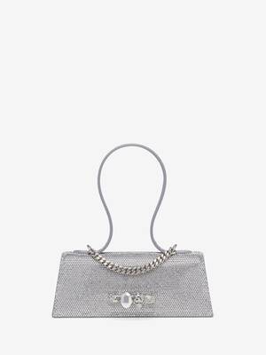 Women's Jewelled Top Handle in Silver-finish | McQueen US