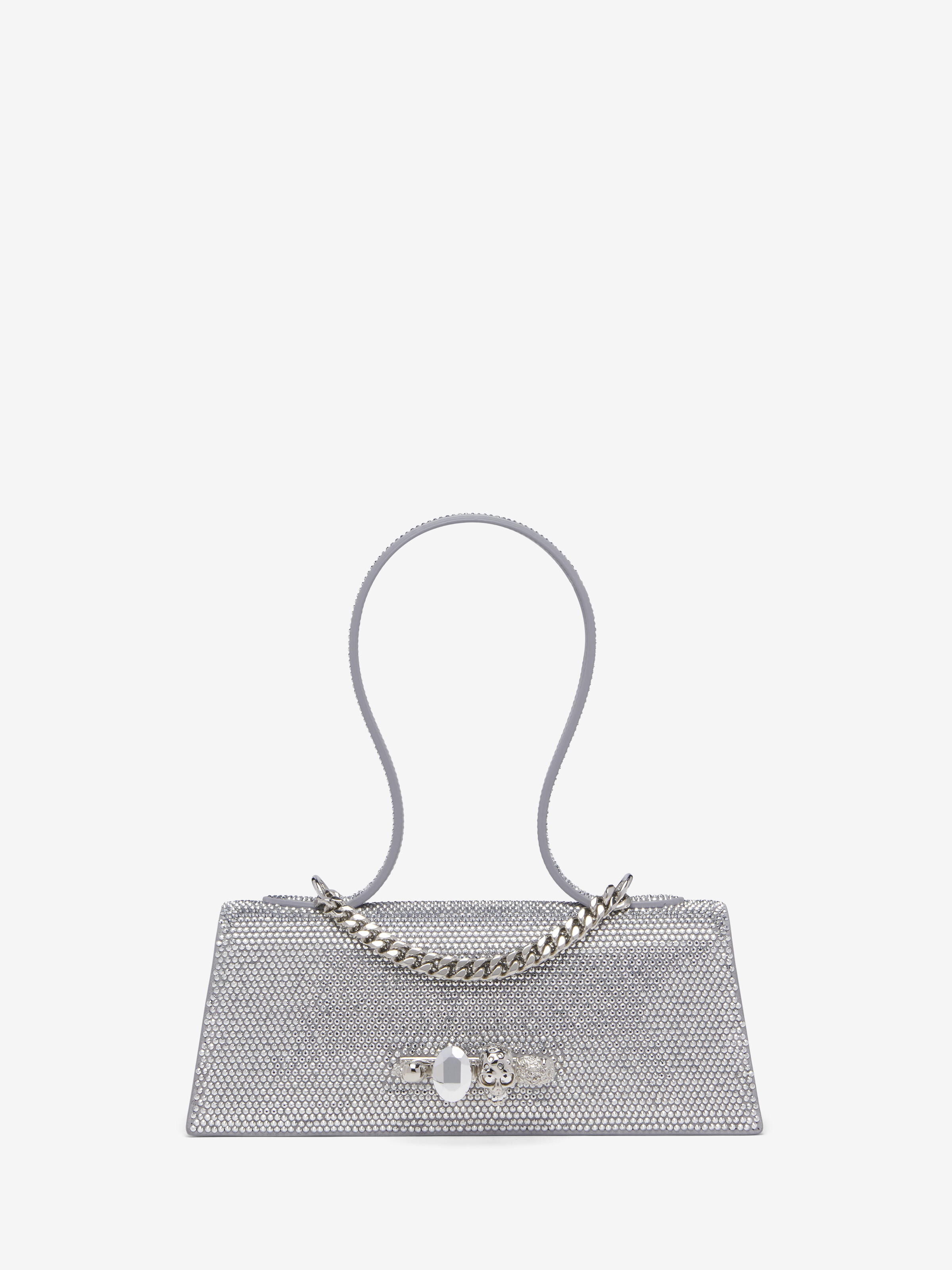 Women's Jewelled Top Handle in Silver-finish in Calf Leather | Alexander McQueen - image 1
