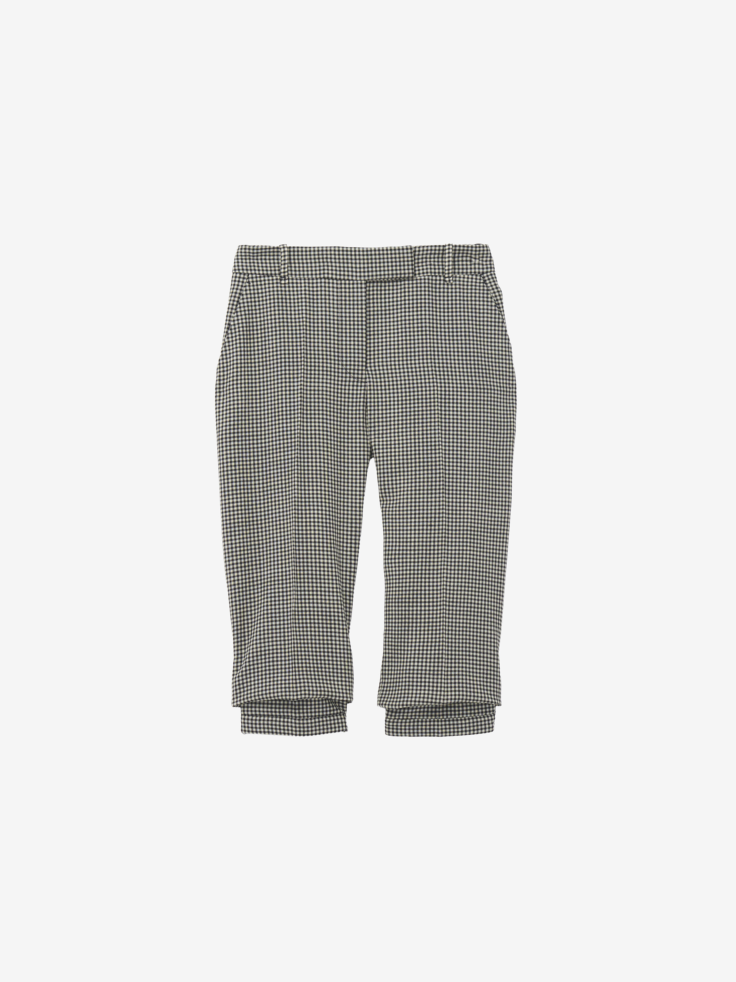 Women's Gingham Check Tailored Capri Trousers in Black/Ivory in 100% Wool | Alexander McQueen - image 1