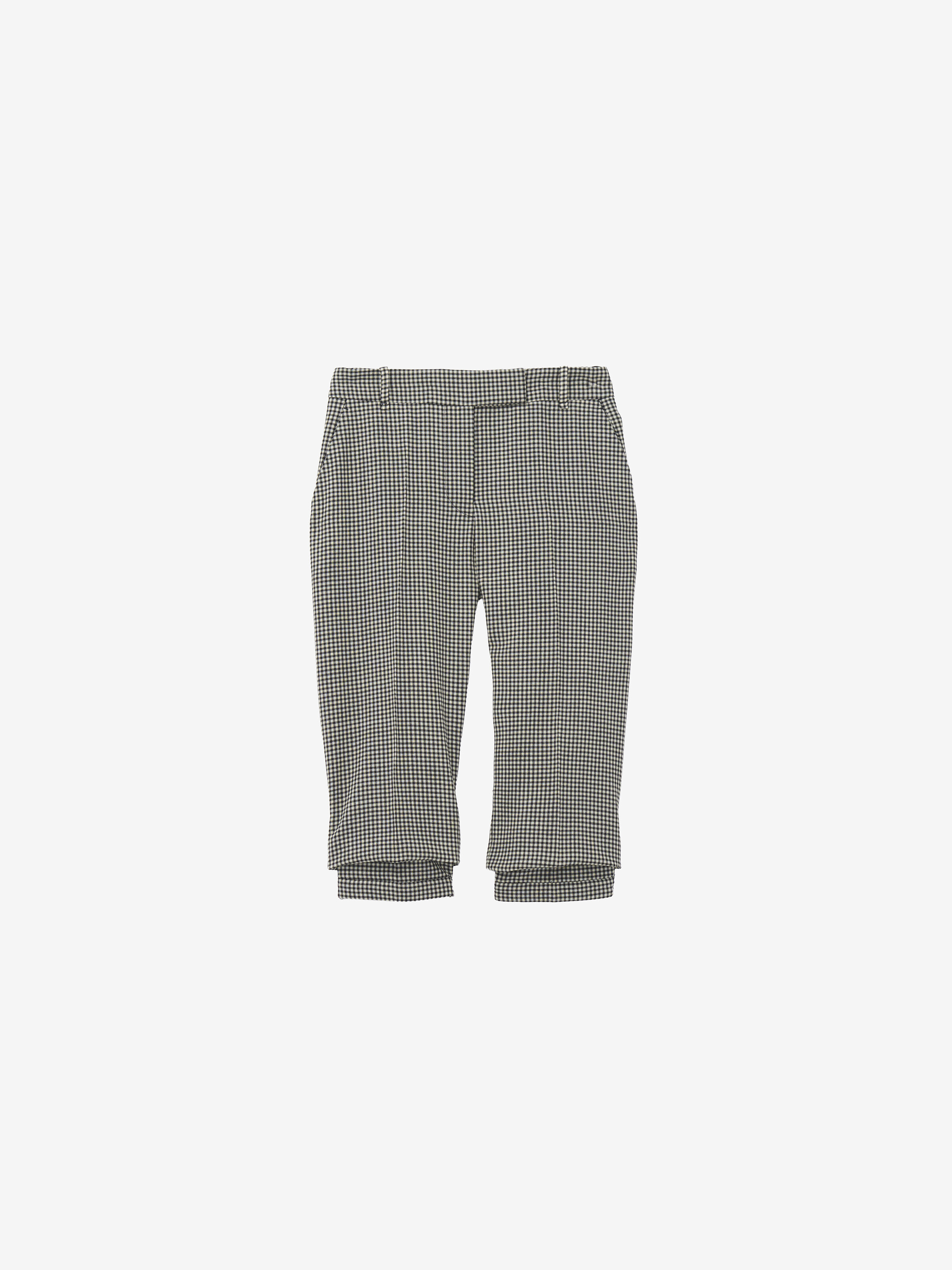 Women's Gingham Check Tailored Capri Trousers in Black/Ivory in 100% Wool | Alexander McQueen - image 1
