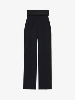 Women's High-waisted Tailored Trousers in Black | McQueen US