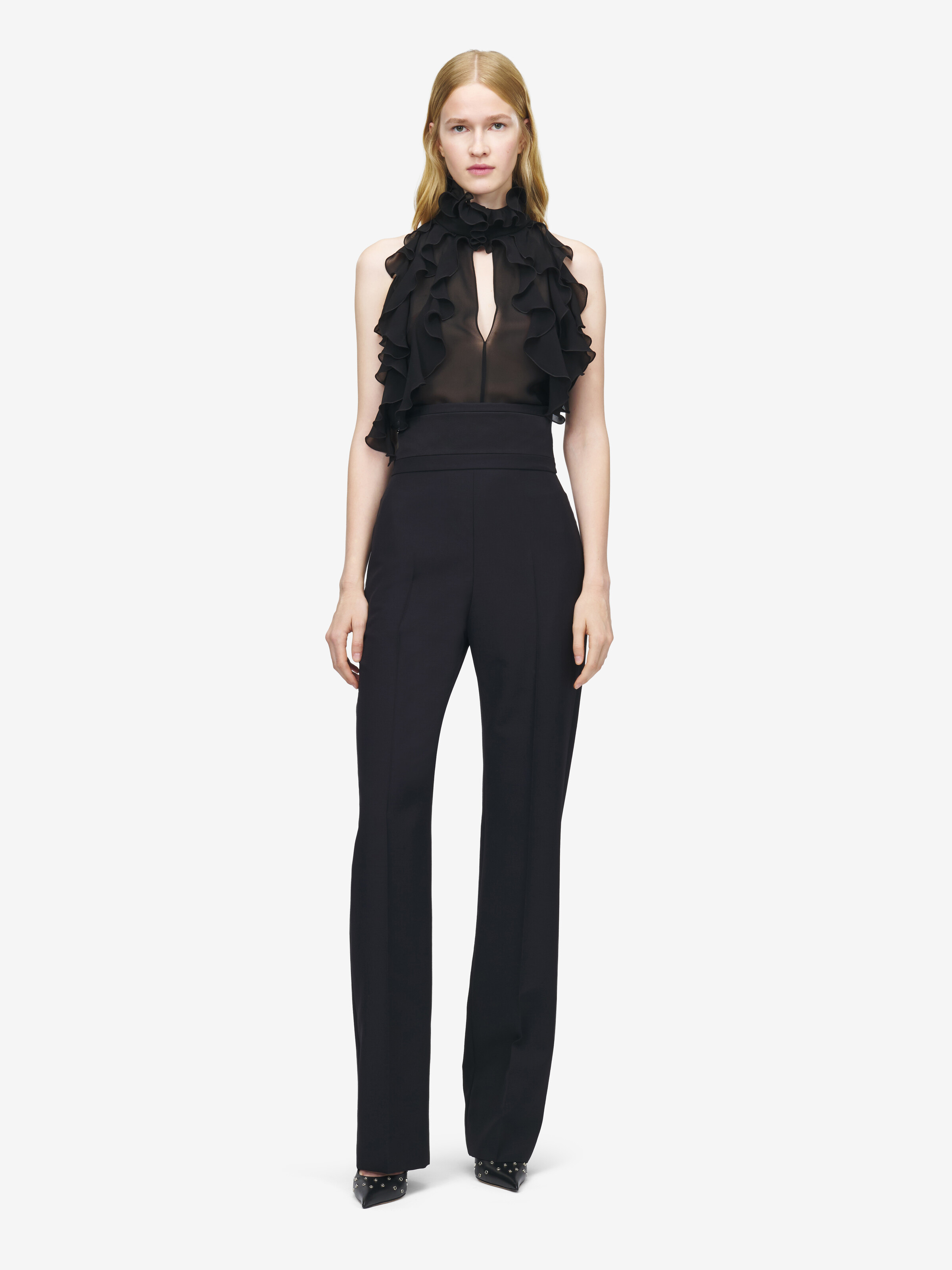 Pantalon ajusté taille haute pour Femme en Noir in 100% Laine | Alexander McQueen - image 1