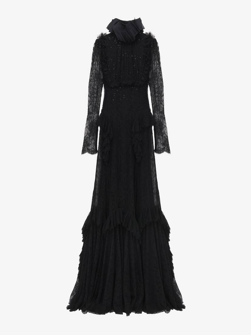 Floral Lace Embroidery Evening Dress