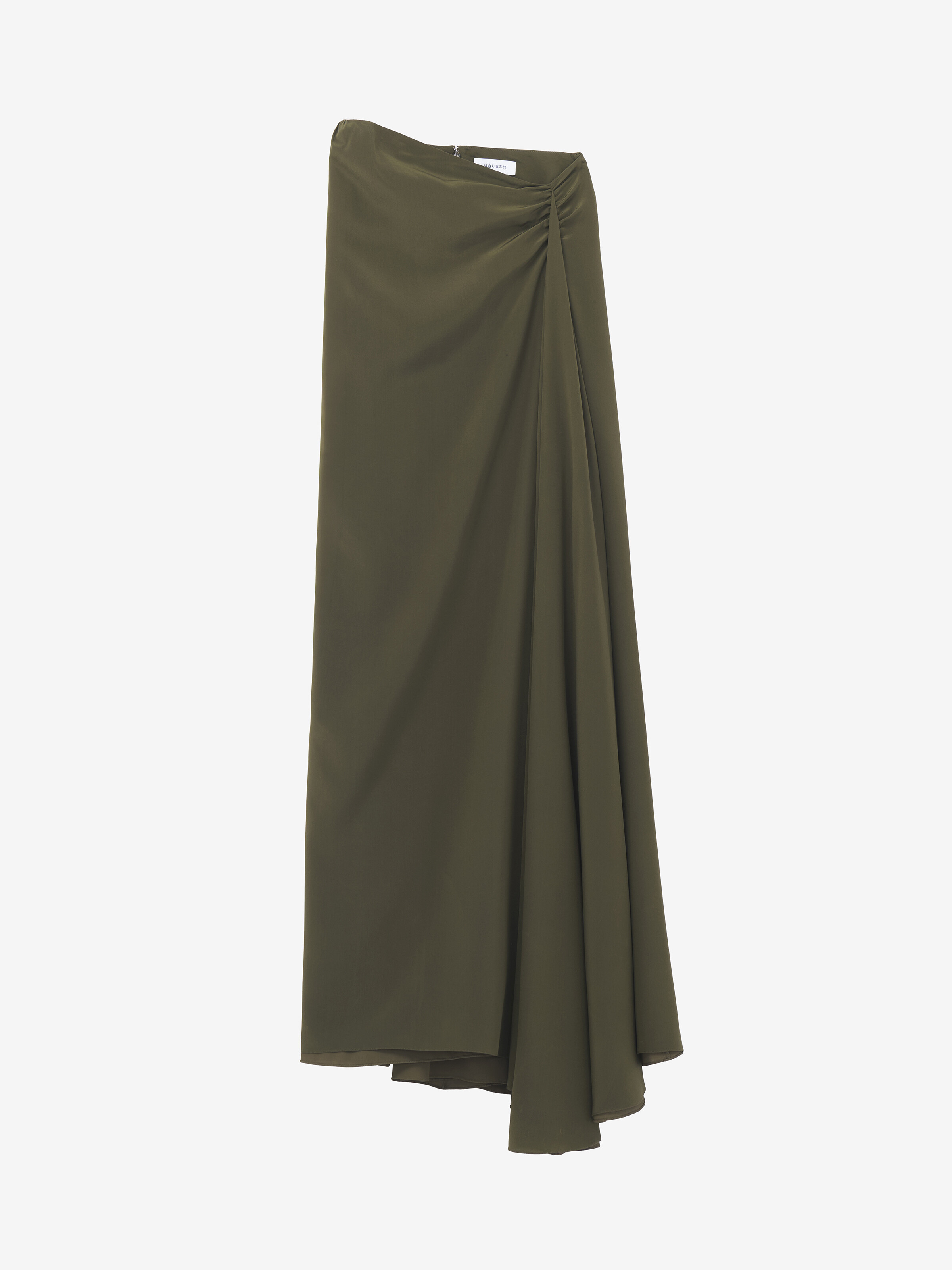 Women's Asymmetric Waist Maxi Skirt in Green in 100% Silk | Alexander McQueen - image 1