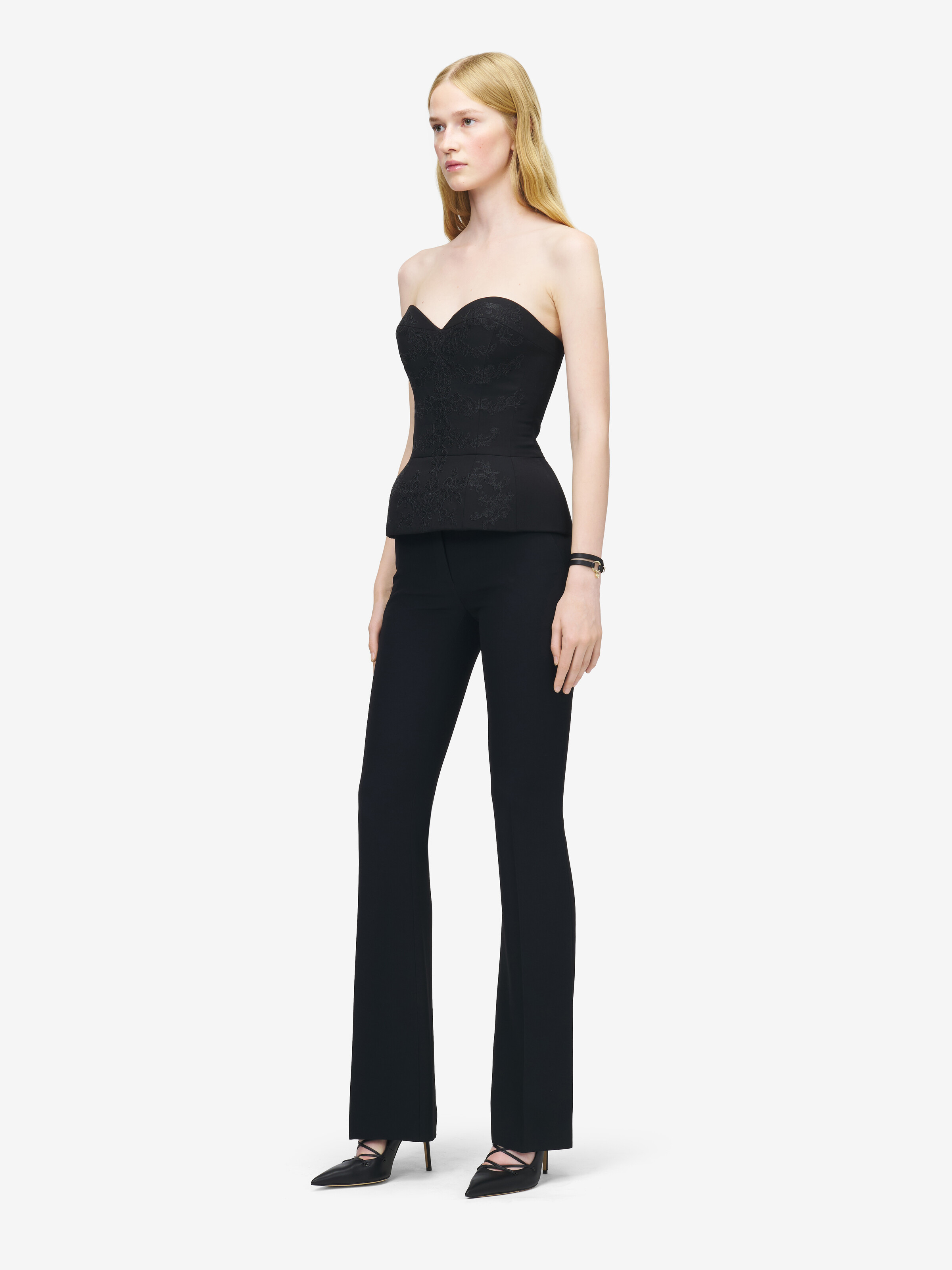 Top mit Korsett und Rippenstickerei für Damen in Schwarz in 100% Wolle | Alexander McQueen - image 4