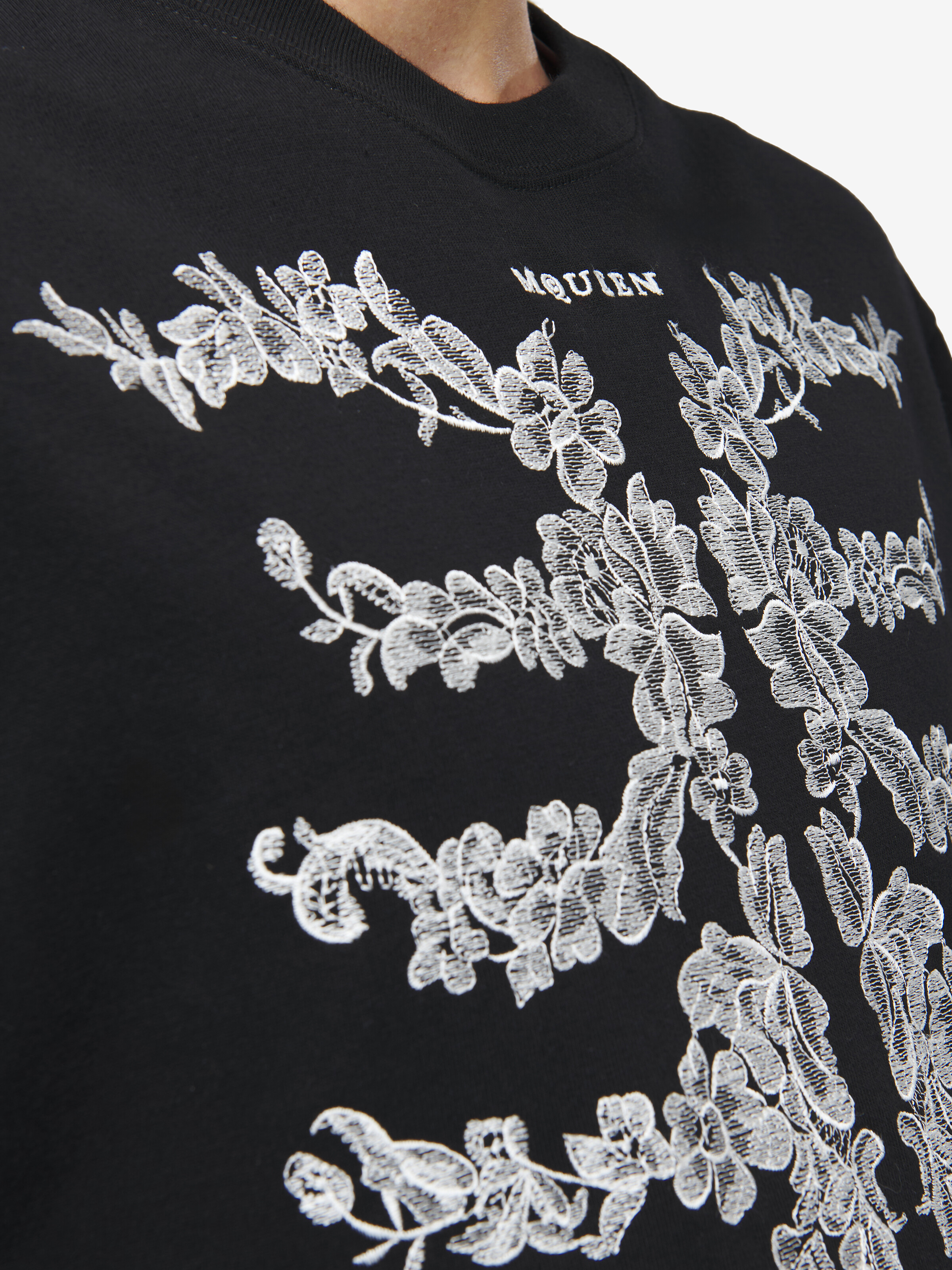 Men's Lace Ribcage T-shirt in Black in 100% Cotton | Alexander McQueen - image 6