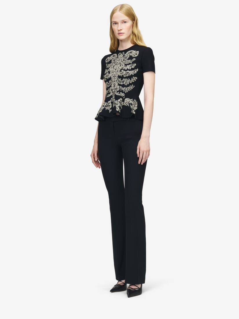 Lace Ribcage Jacquard Peplum Top | Alexander McQueen - image 3