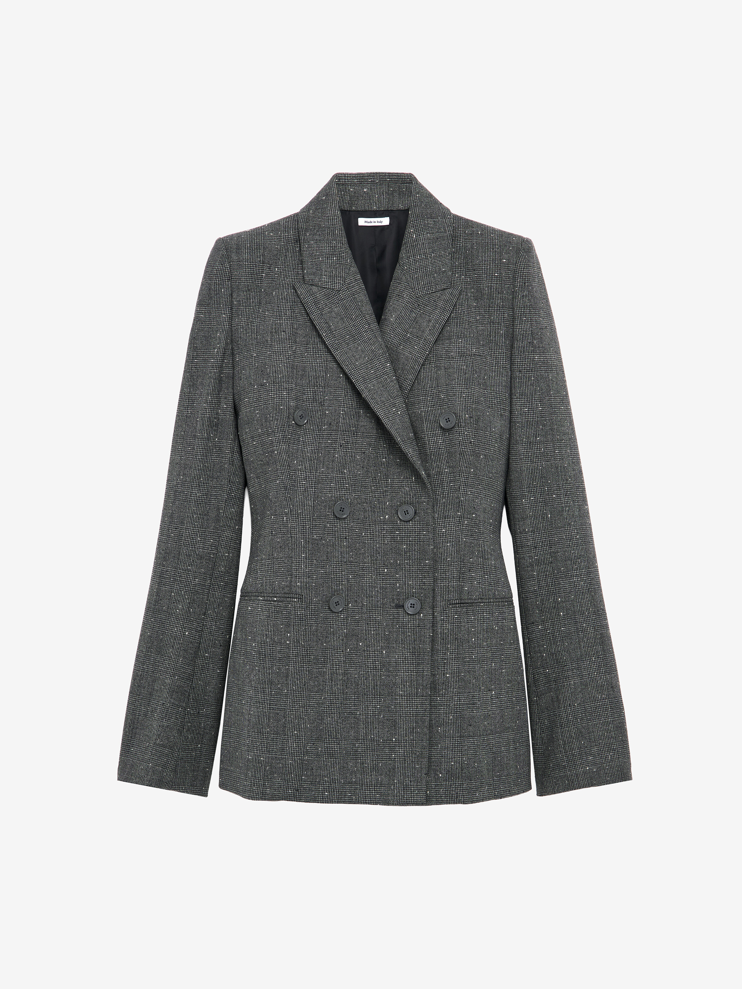Women's Flecked Glen Check Double-breasted Jacket in Black/Ivory in 100% Wool | Alexander McQueen - image 1