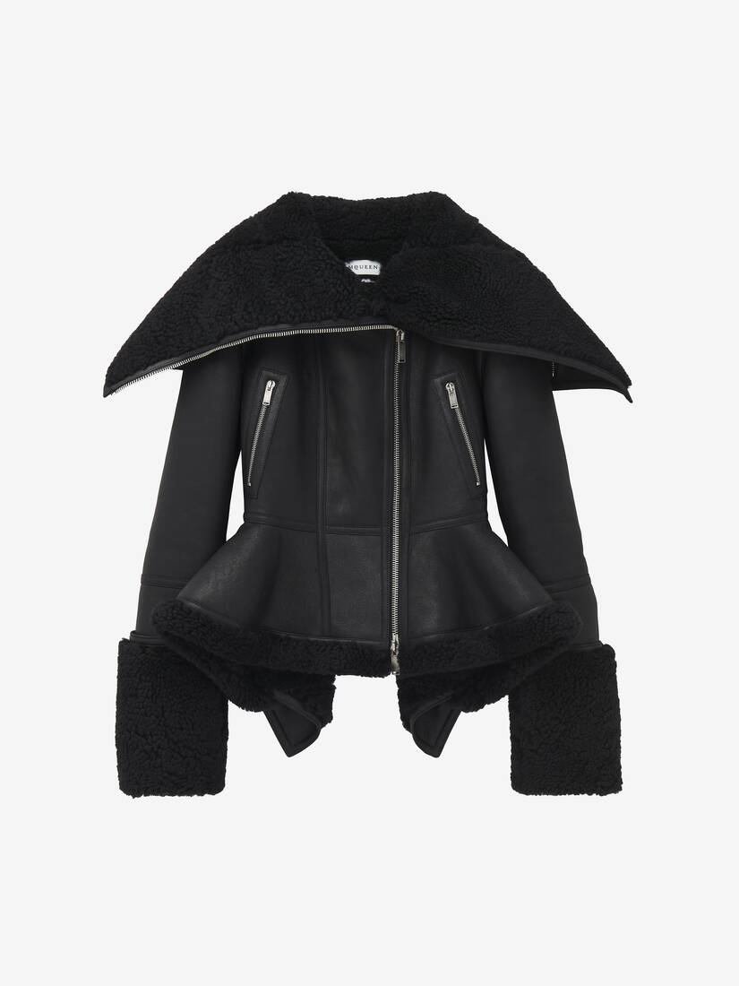 Veste en mouton retourné à basque