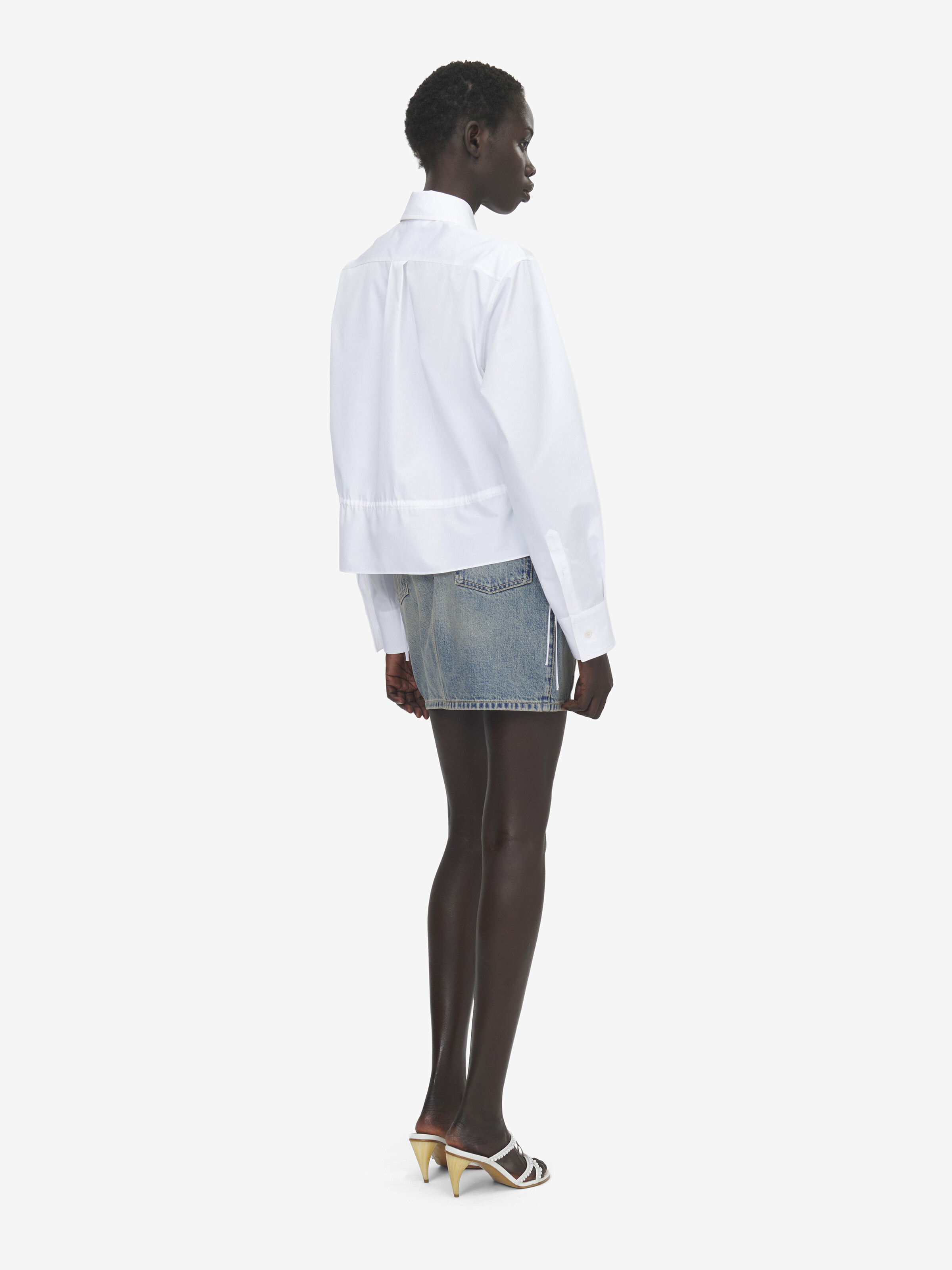 Women's Drawstring Shirt in Optical White in 100% Cotton | Alexander McQueen - image 4