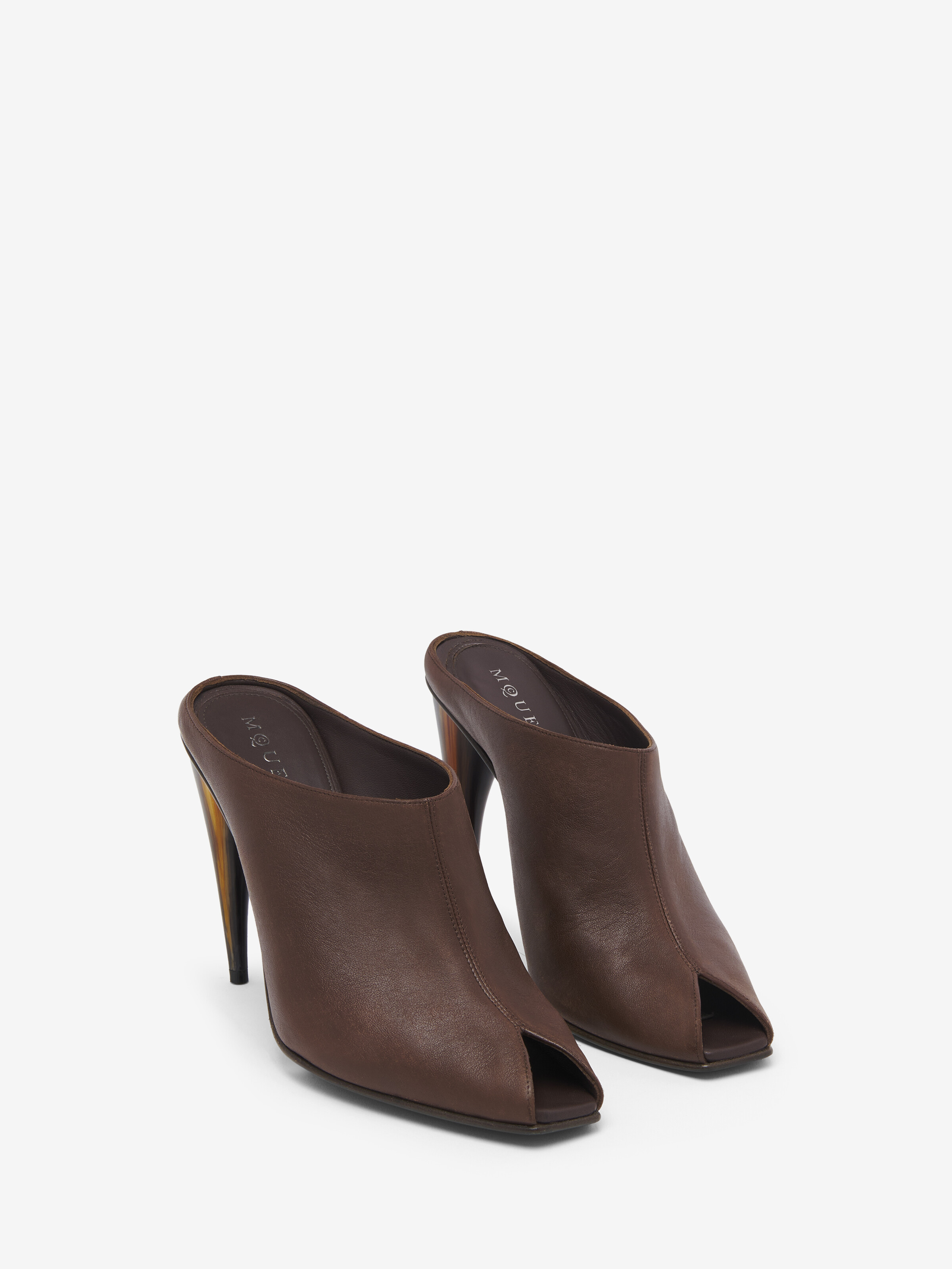 Women's Horn Heel Mule in Brown in Lamb Leather | Alexander McQueen - image 3