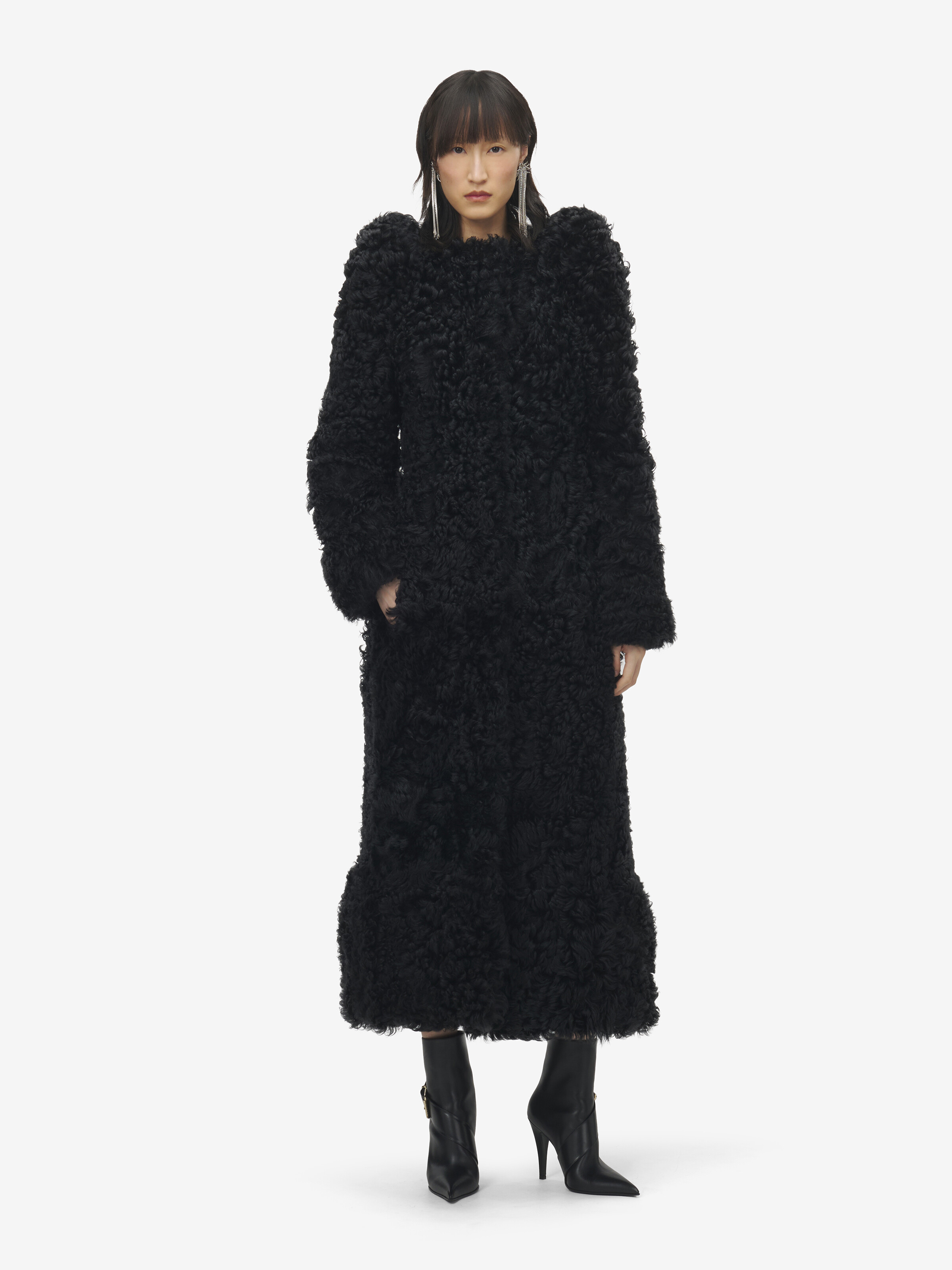 Women's Shearling Coat in Black in 100% Lamb Fur | Alexander McQueen - image 1