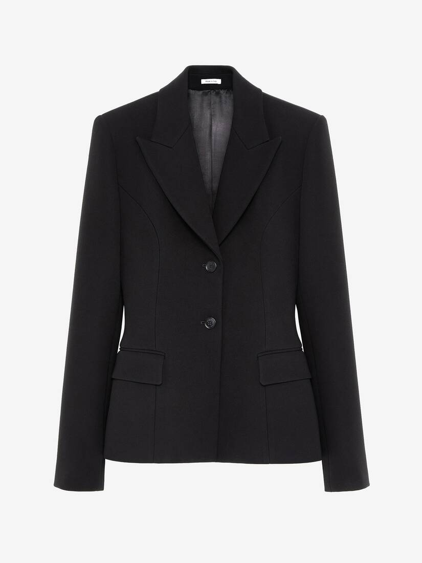 Einreihige Jacke aus gebundenem Crêpe | Alexander McQueen - image 1