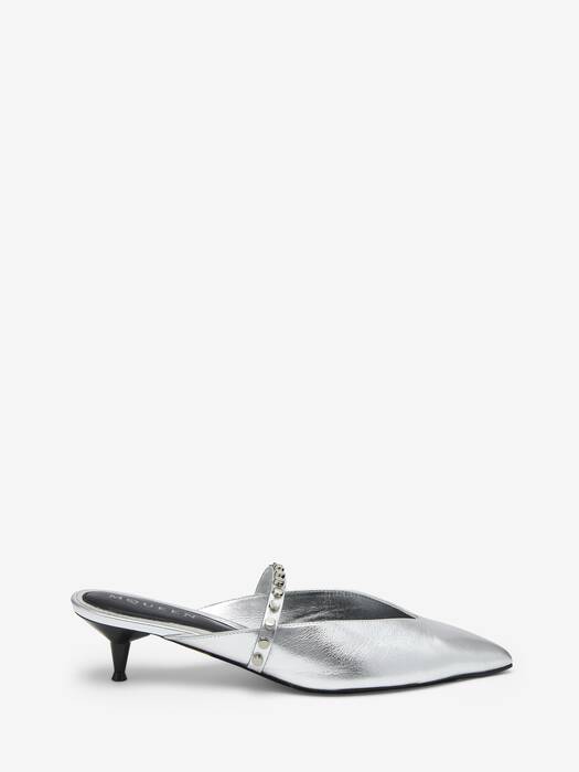 サンダル・ミュール Alexander Mcqueen Silver Leather Revel Pumps Sandals - Alexander Mcqueen - Silver - Leather