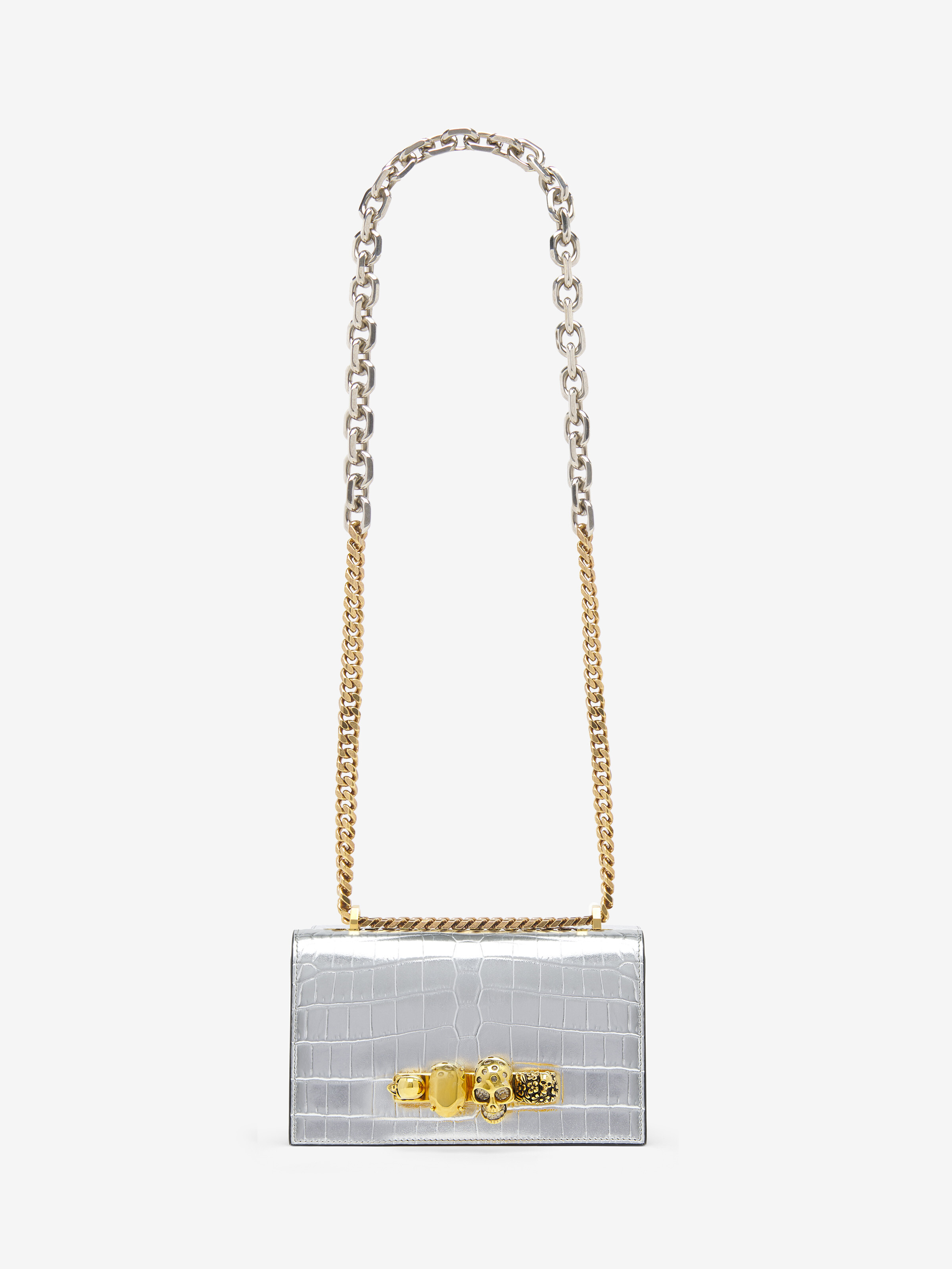 Women's Mini Jewelled Satchel in Silver in Calf Leather | Alexander McQueen - image 6