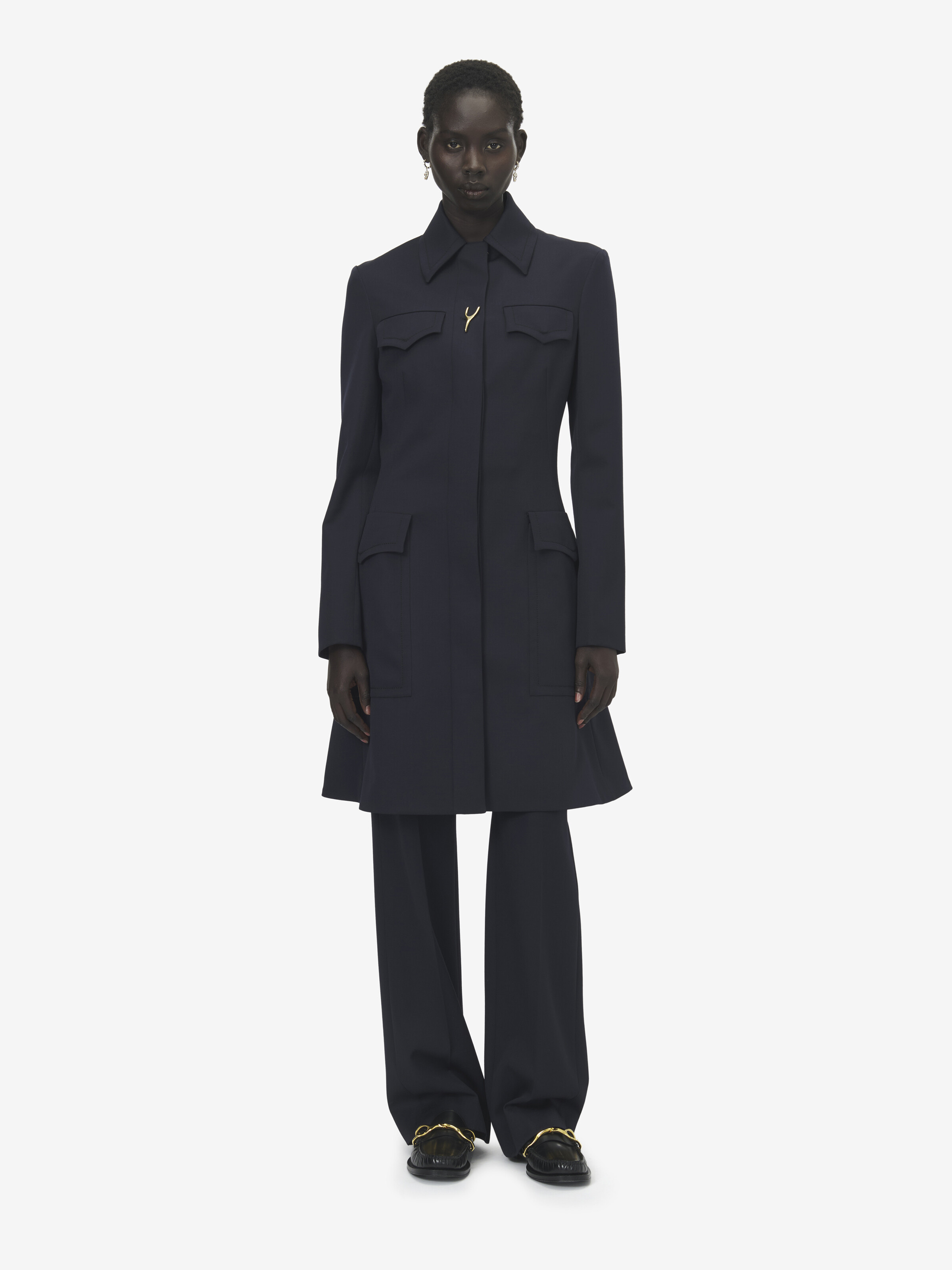 Manteau Wishbone pour Femme en Indigo in 100% Laine | Alexander McQueen - image 2