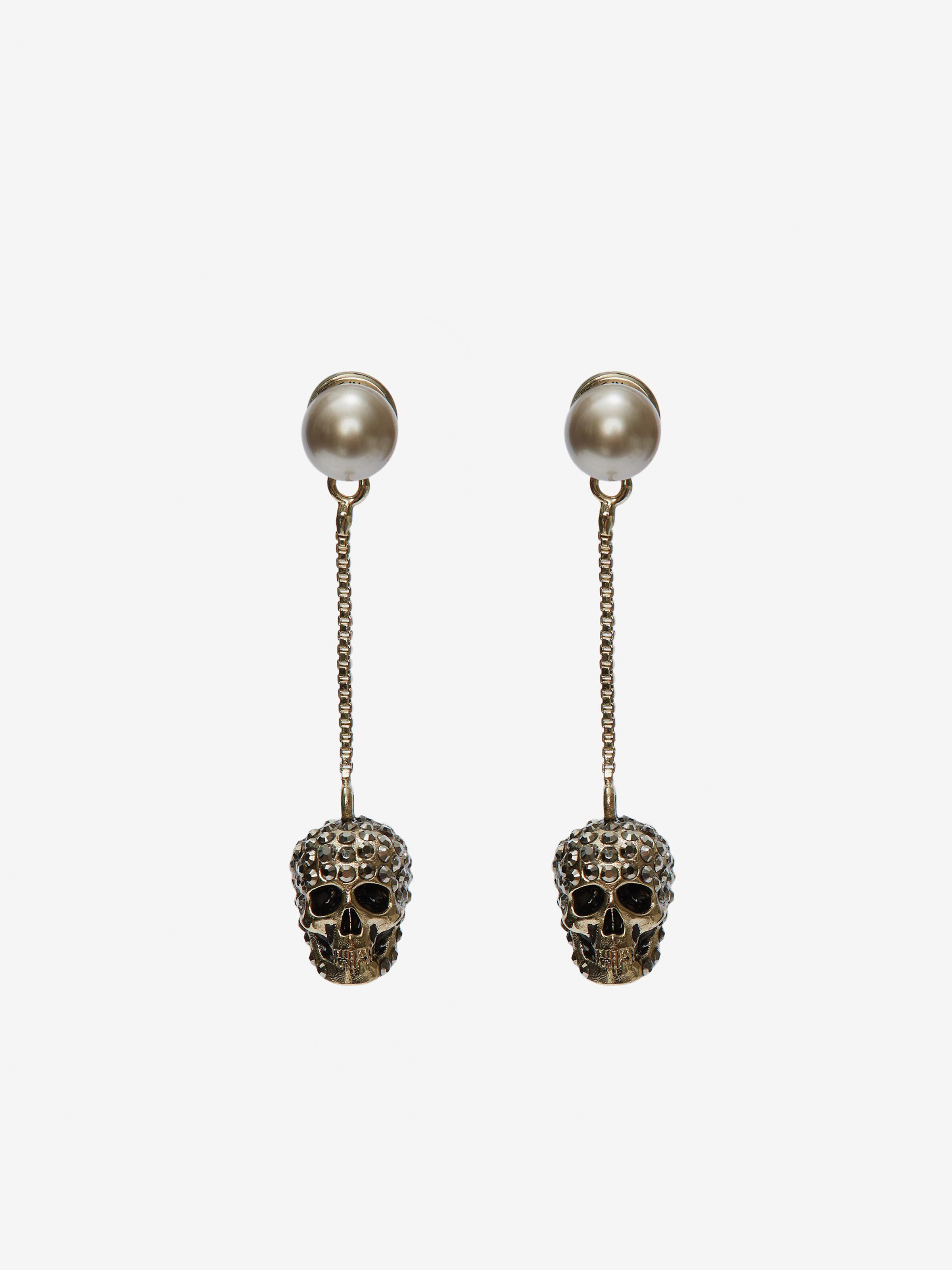 Pave Skull 链式耳环