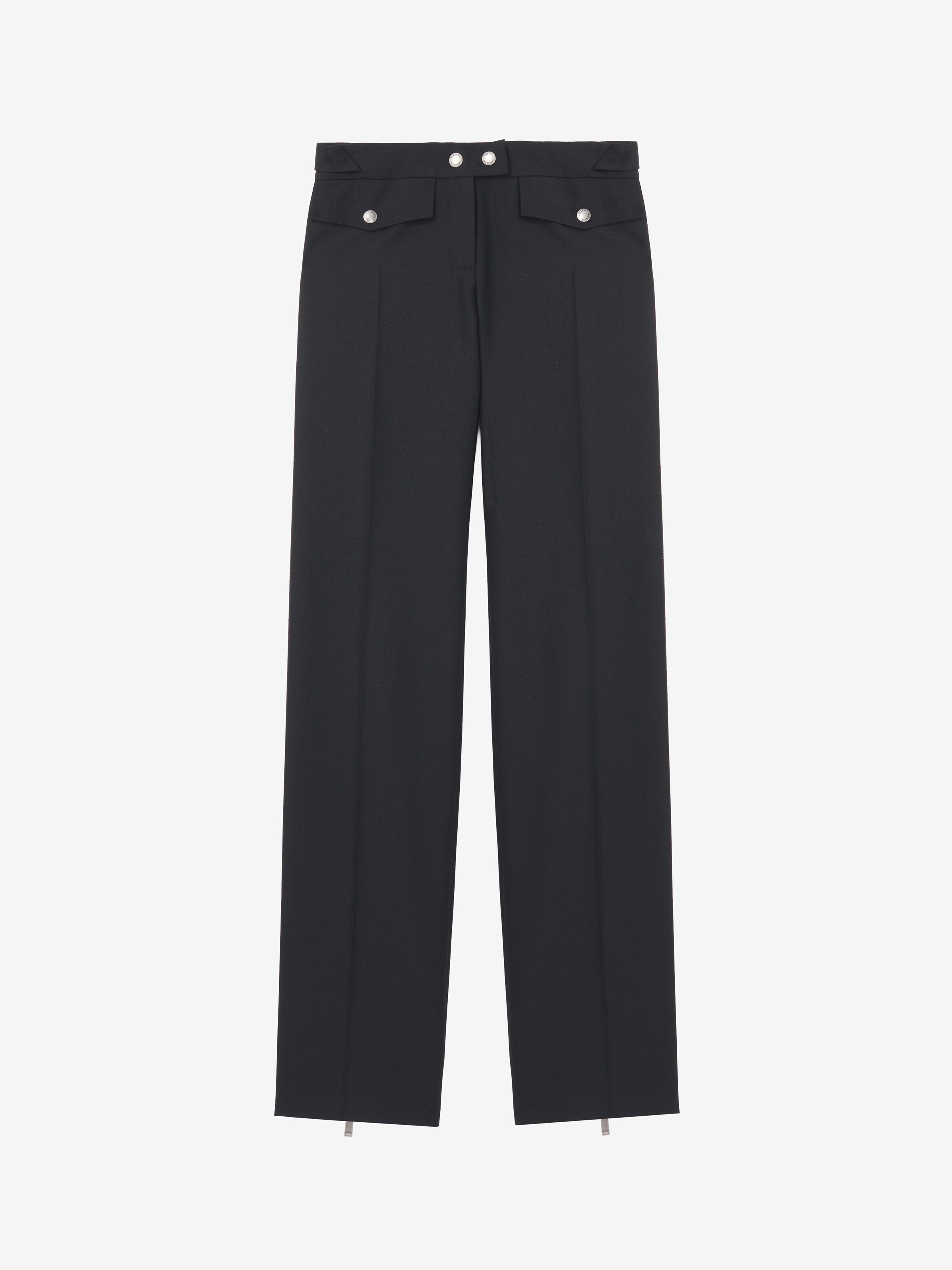 Women's Straight Leg Trousers in Black in 75% Wool, 25% Mohair | Alexander McQueen - image 1