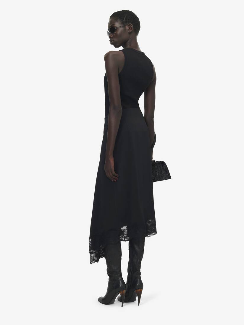 Lace Hem Asymmetric Midi Skirt | Alexander McQueen - image 4