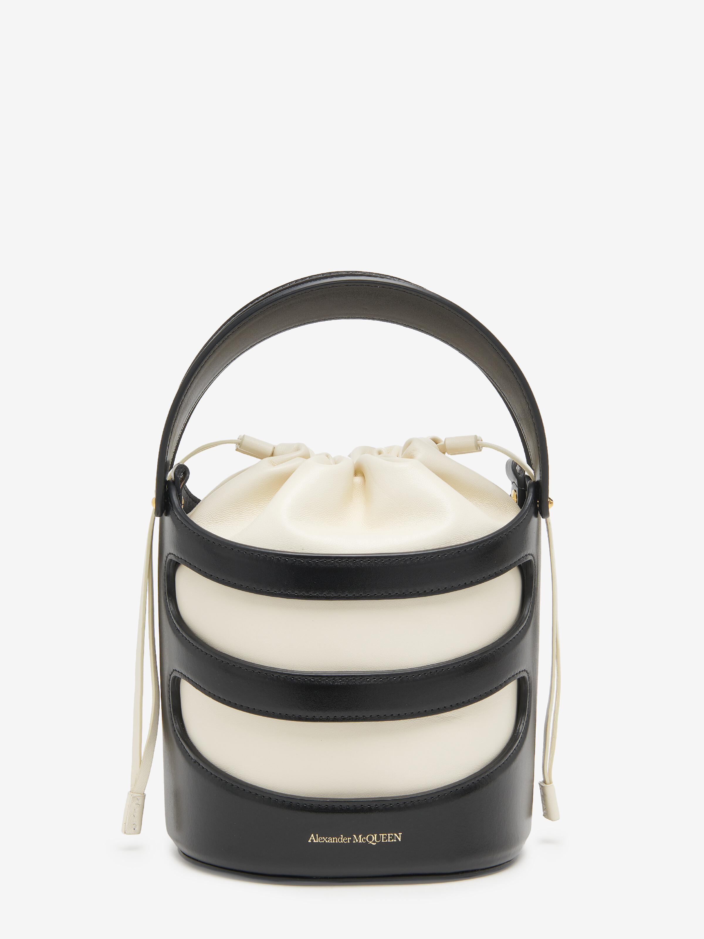 Women's The Rise Bucket in Black/Soft Ivory in Calf Leather | Alexander McQueen - image 1