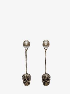 Pave Skull Chain Earrings