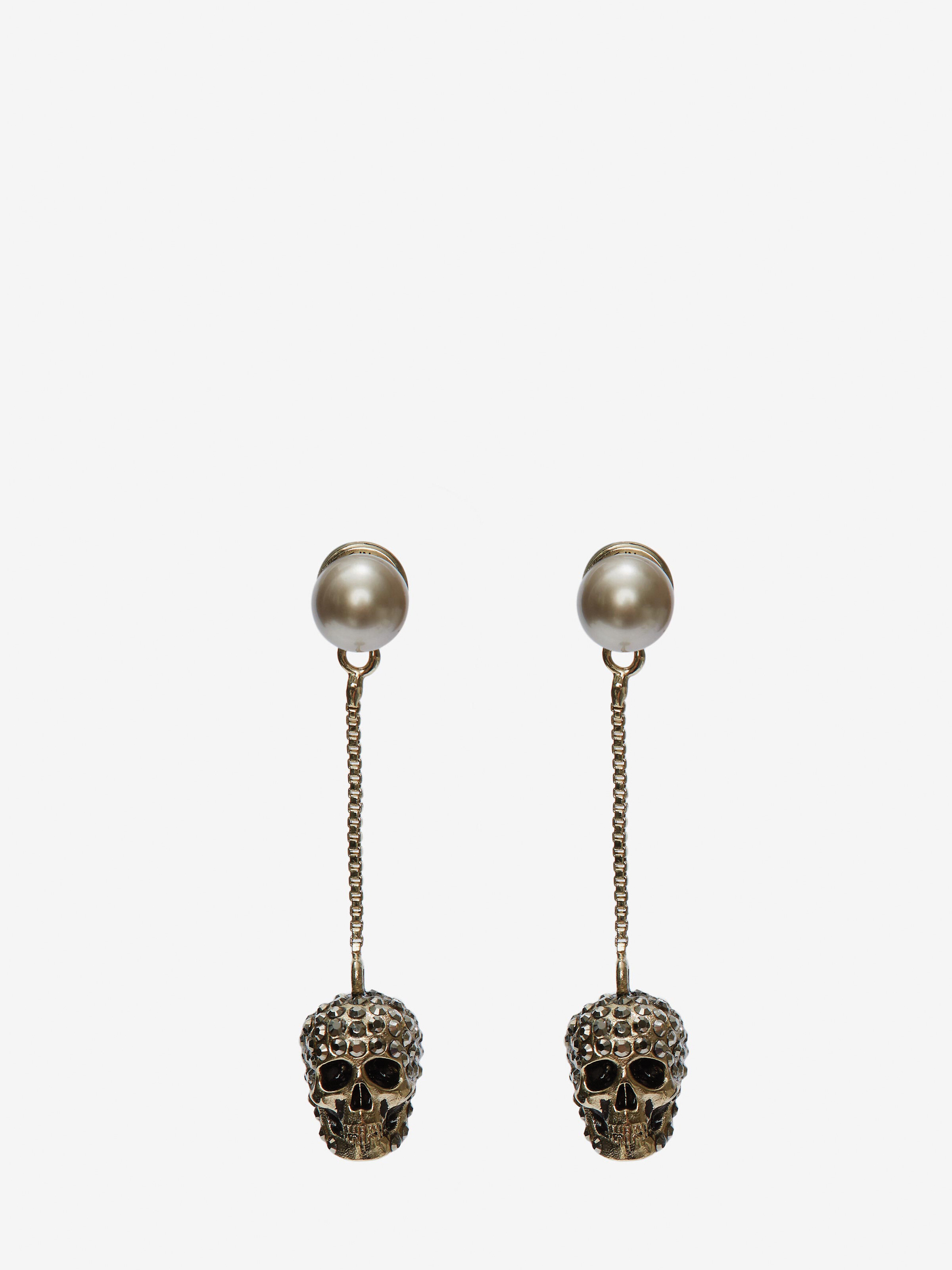 Kettenohrstecker mit Skull und Strass