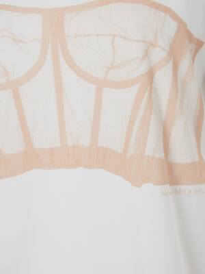 Bustier Print T-Shirt in White/Pink | Alexander McQueen US