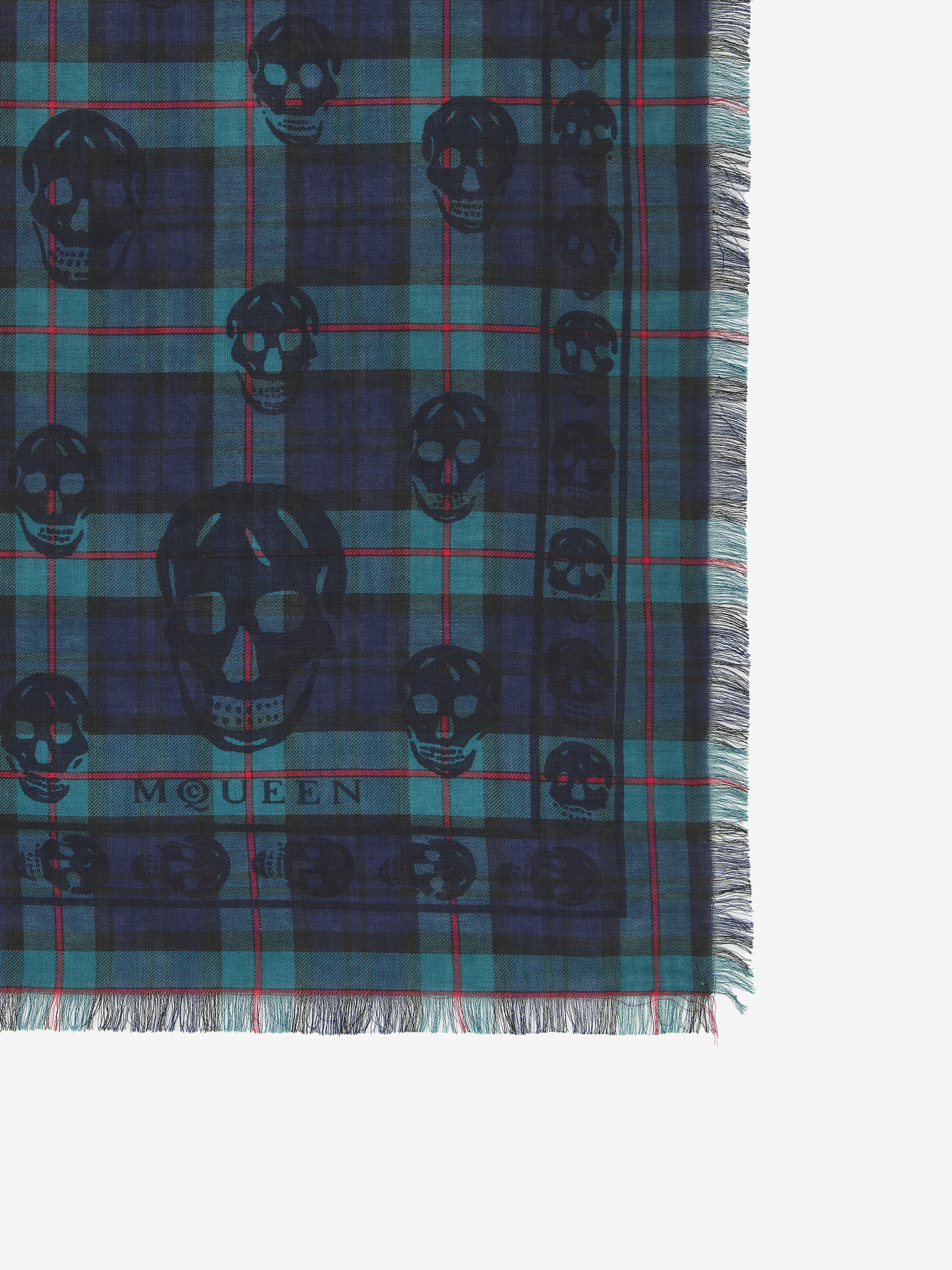 蘇格蘭格紋骷髏頭圍巾 in 棉 | Alexander McQueen - image 3