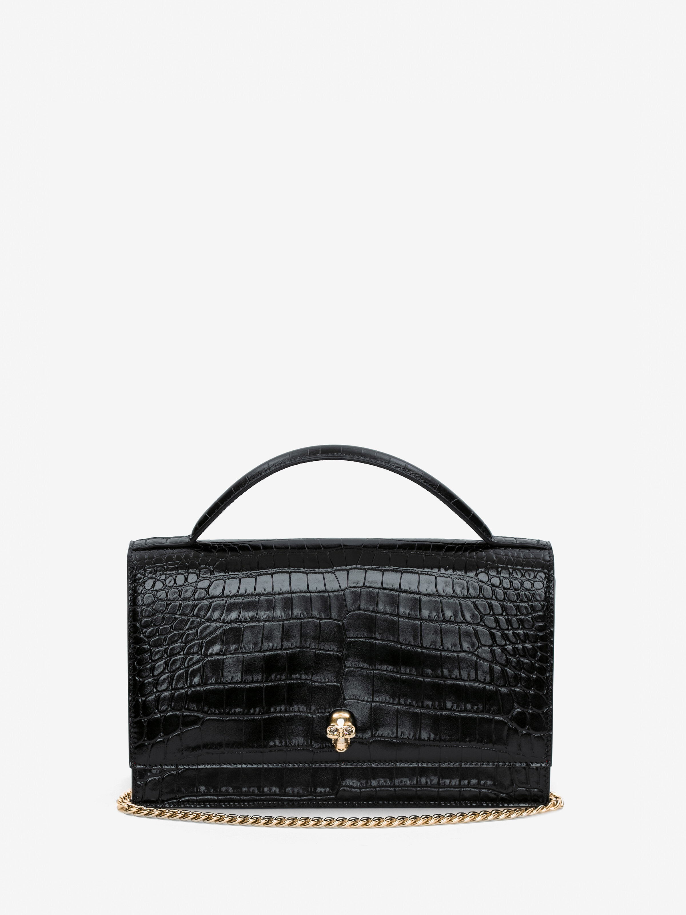 Saint Laurent Babylone Top Handle Bag Crocodile Embossed Leather Medium