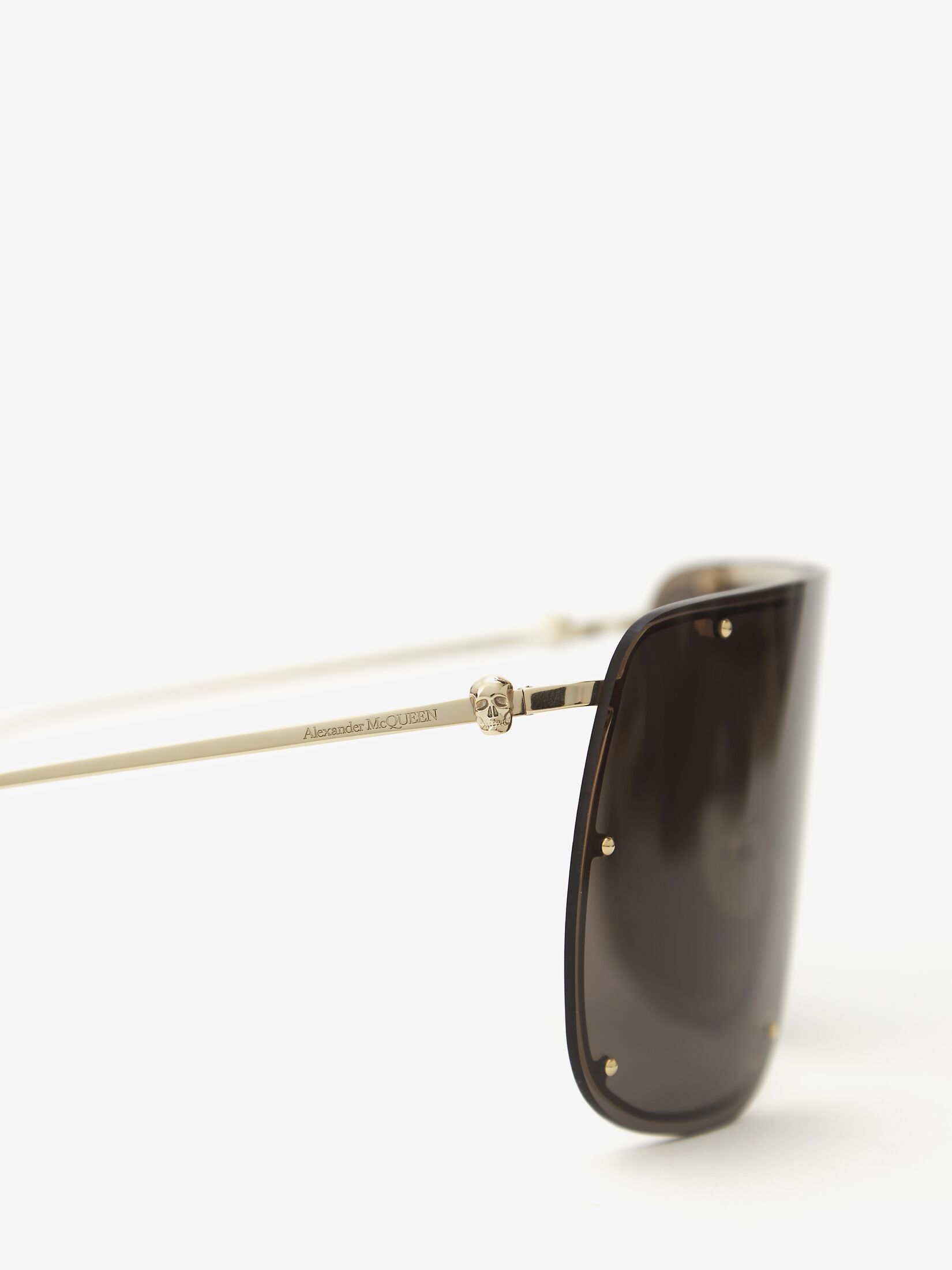 Skull Mask Sunglasses in Gold/Brown | Alexander McQueen US