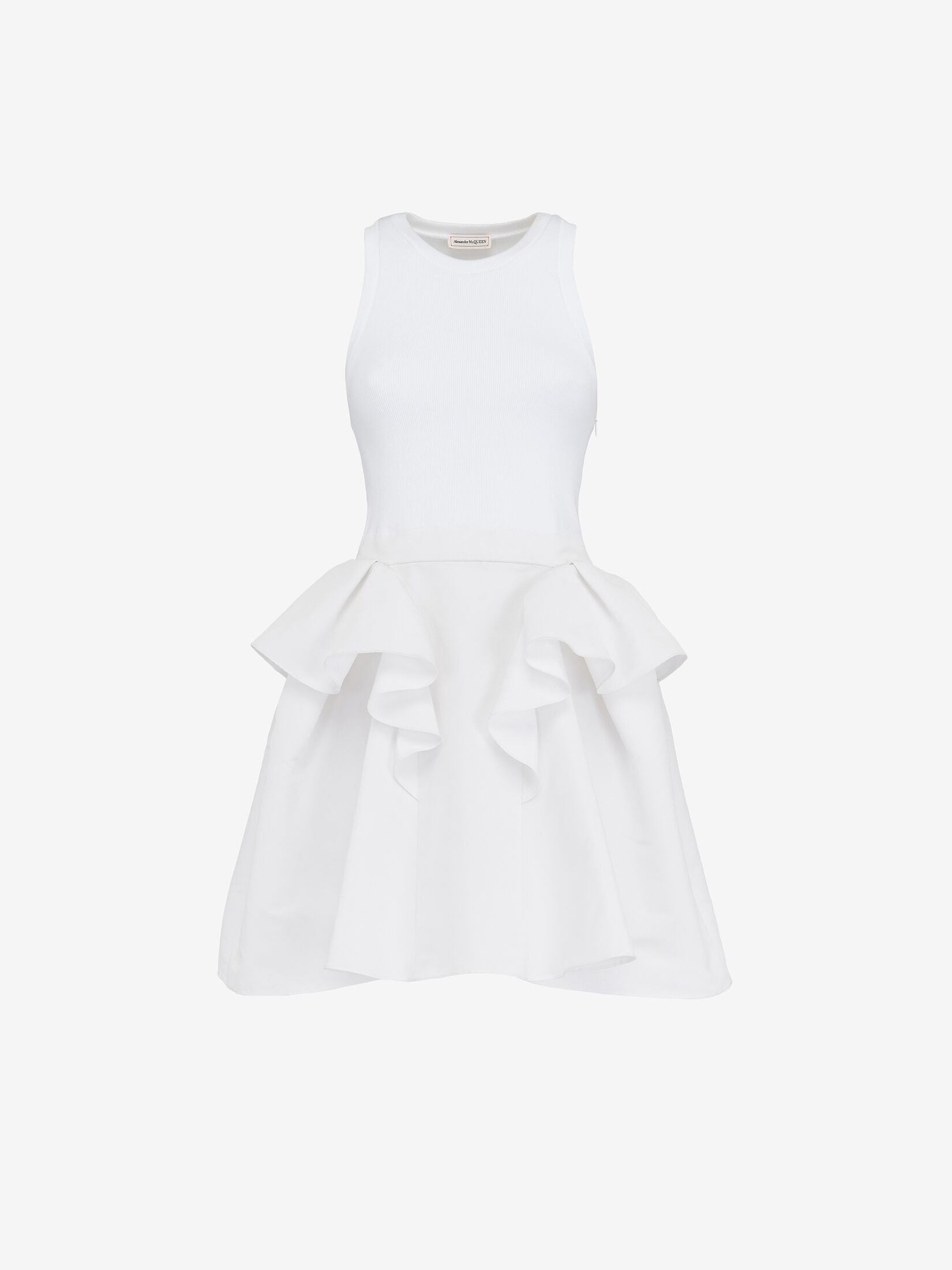 Hybrid Mini Dress in Optic White | Alexander McQueen US