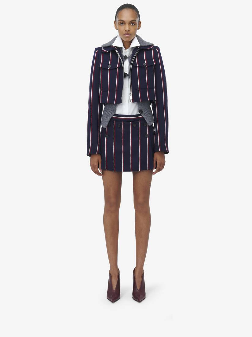 Veste Cropped College Stripe