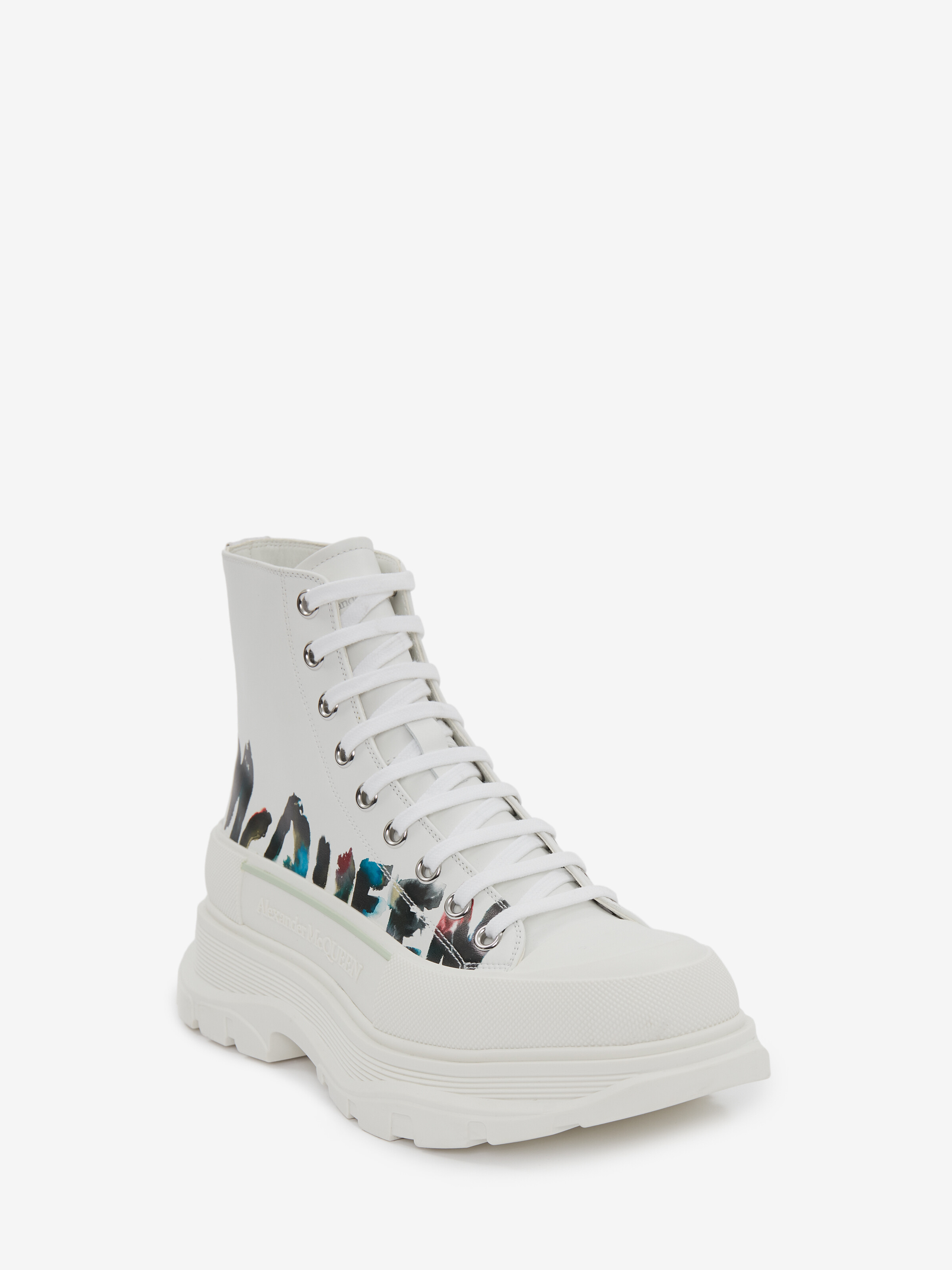 Men's McQueen Graffiti Tread Slick Boot in White/Multicolour in 100% Calf Leather | Alexander McQueen - image 2