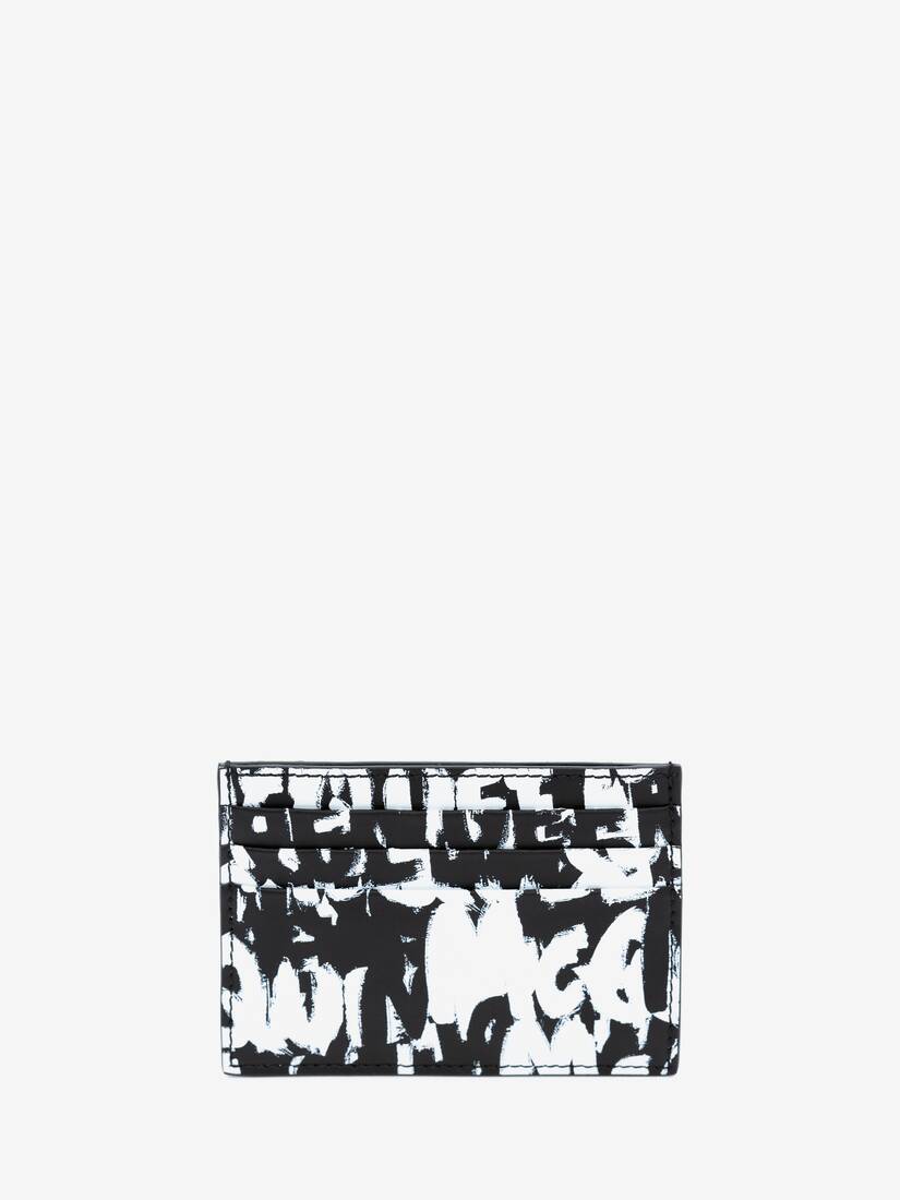 Alexander McQueen Men's Black McQueen Graffiti Card Holder (Calf Leather)