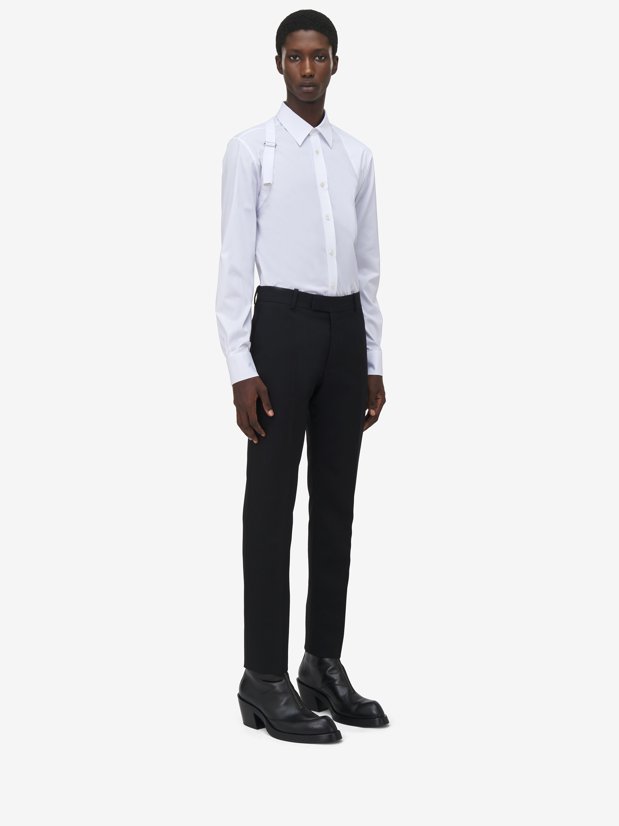 Men's Harness Shirt in White in 97% Cotton, 3% Elastan | Alexander McQueen - image 3